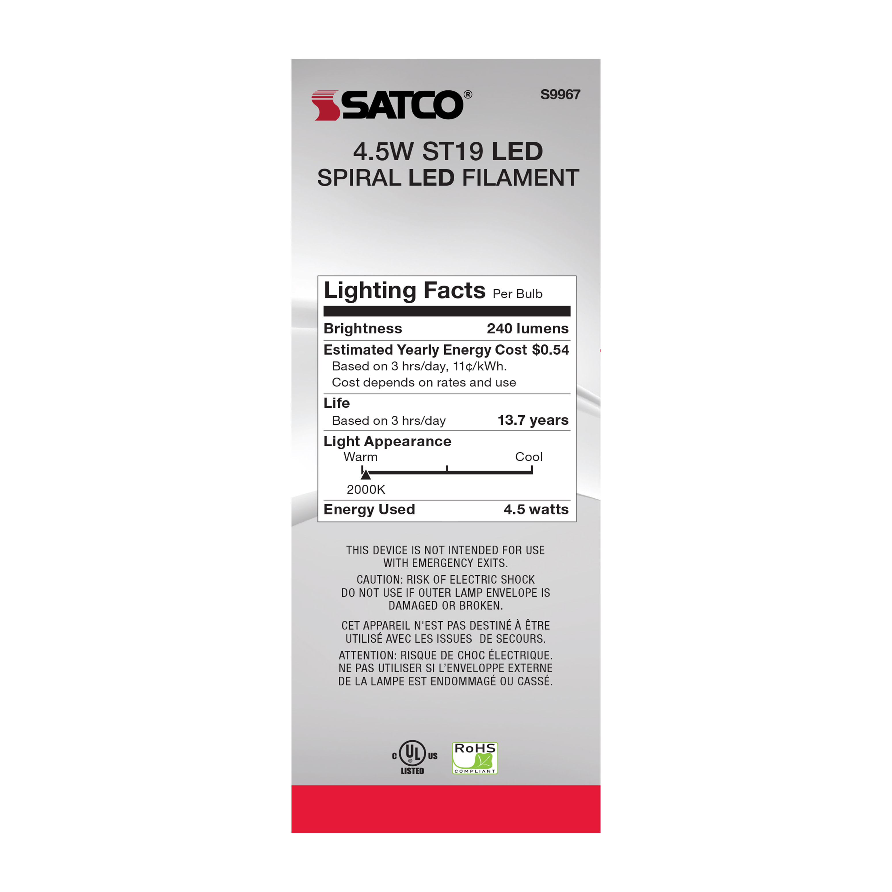 4.5ST19/SPIRAL/LED/AMB/120V - S9967