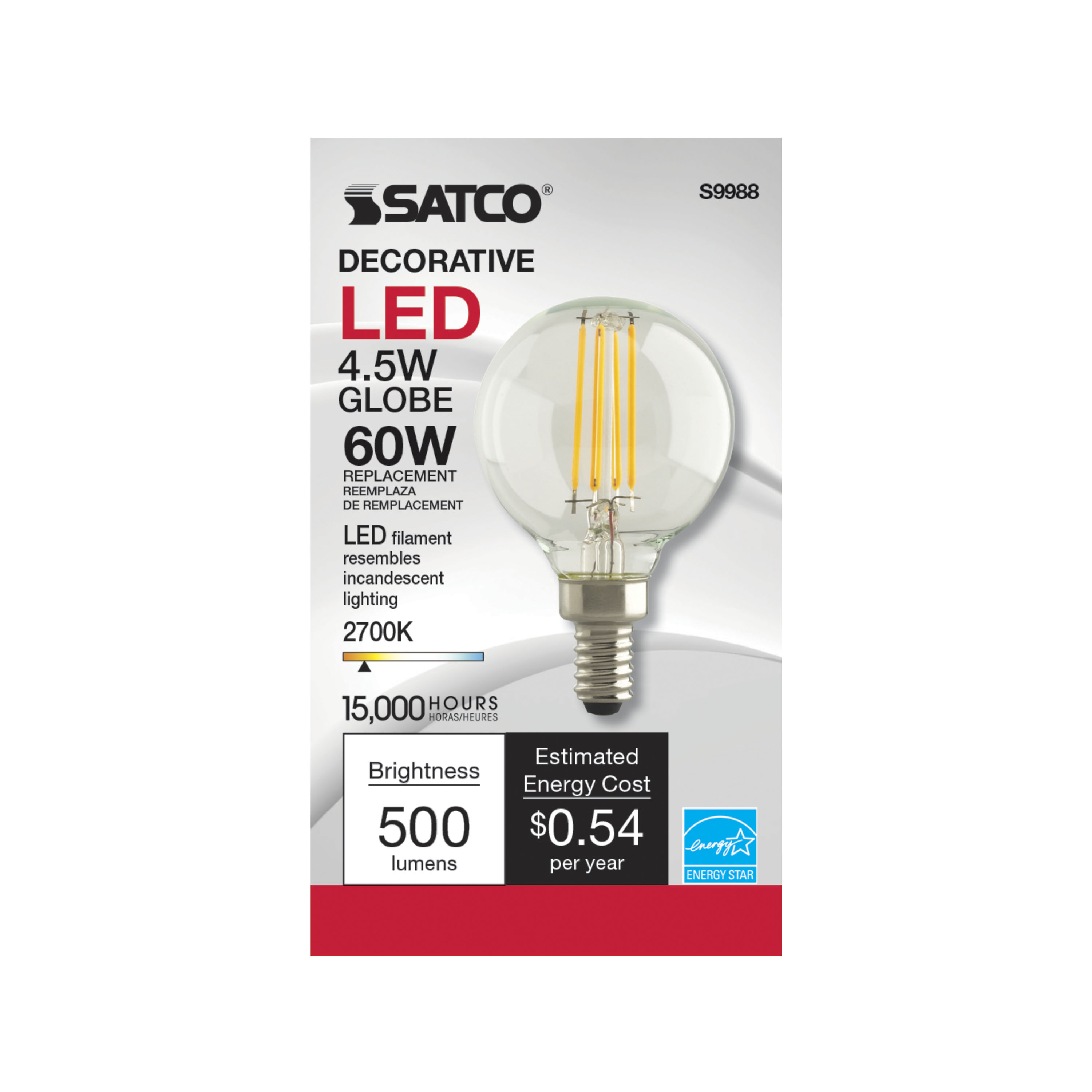 4.5G16.5/LED/CL/27K/120V/E12 - S9988