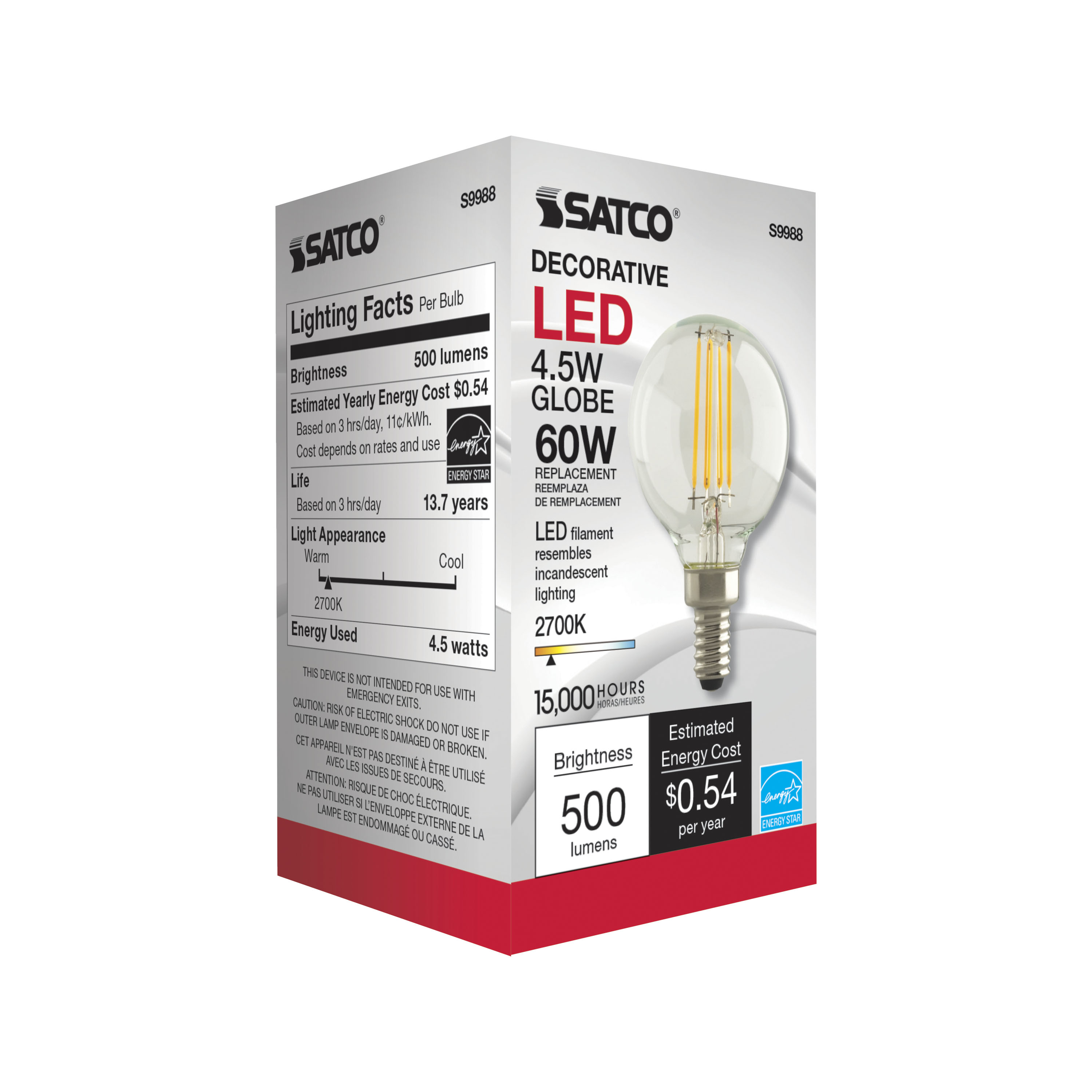 4.5G16.5/LED/CL/27K/120V/E12 - S9988