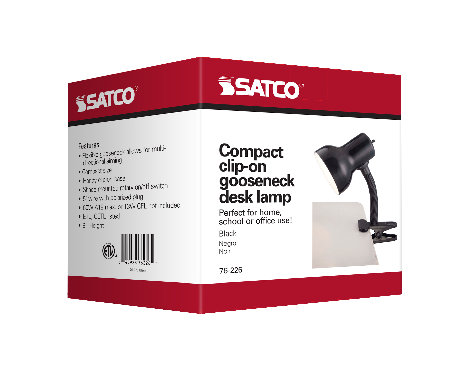 BLACK CLIP ON GOOSE NECK LAMP - SF76-226