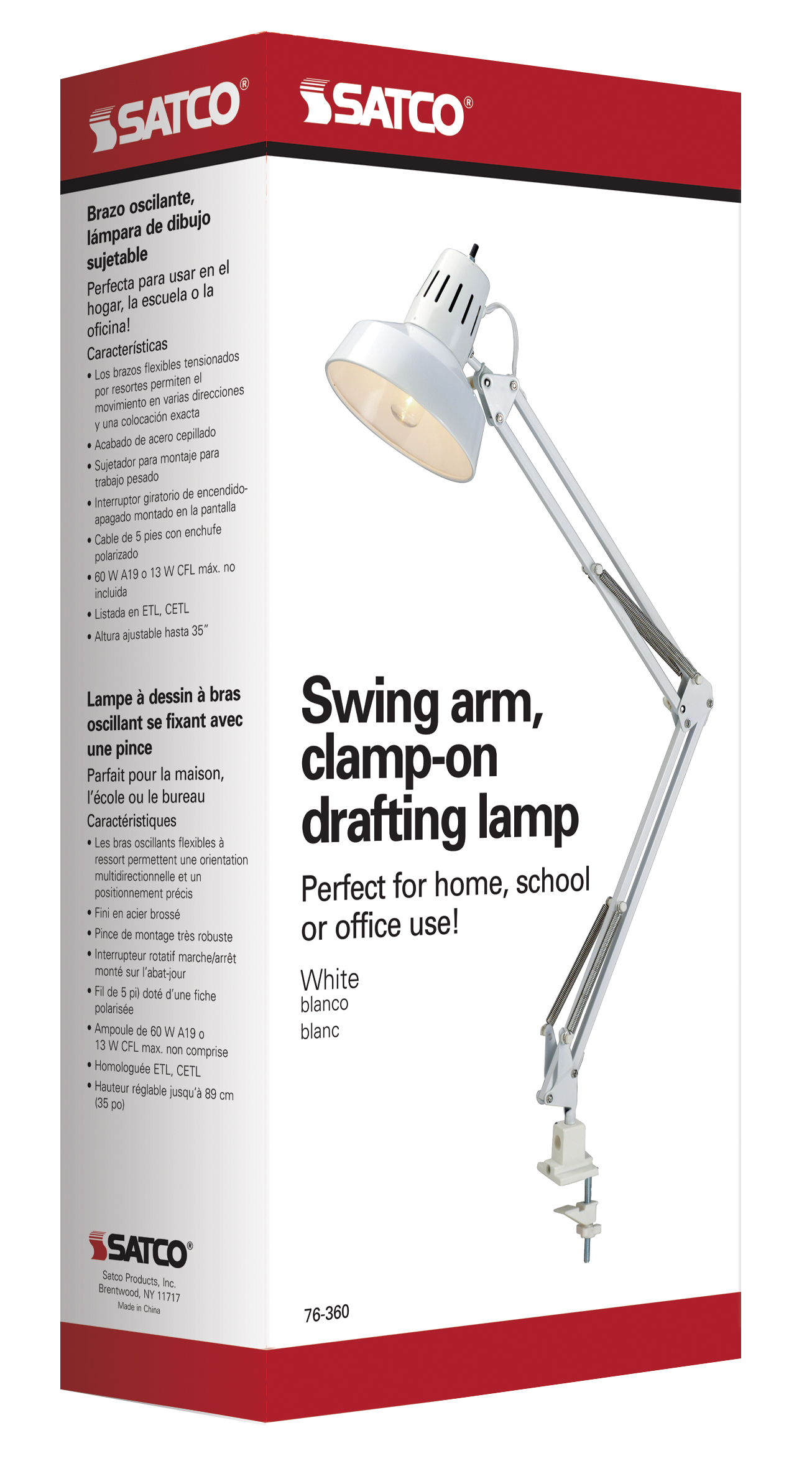 WHITE SWING ARM DRAFTING LAMP - SF76-360