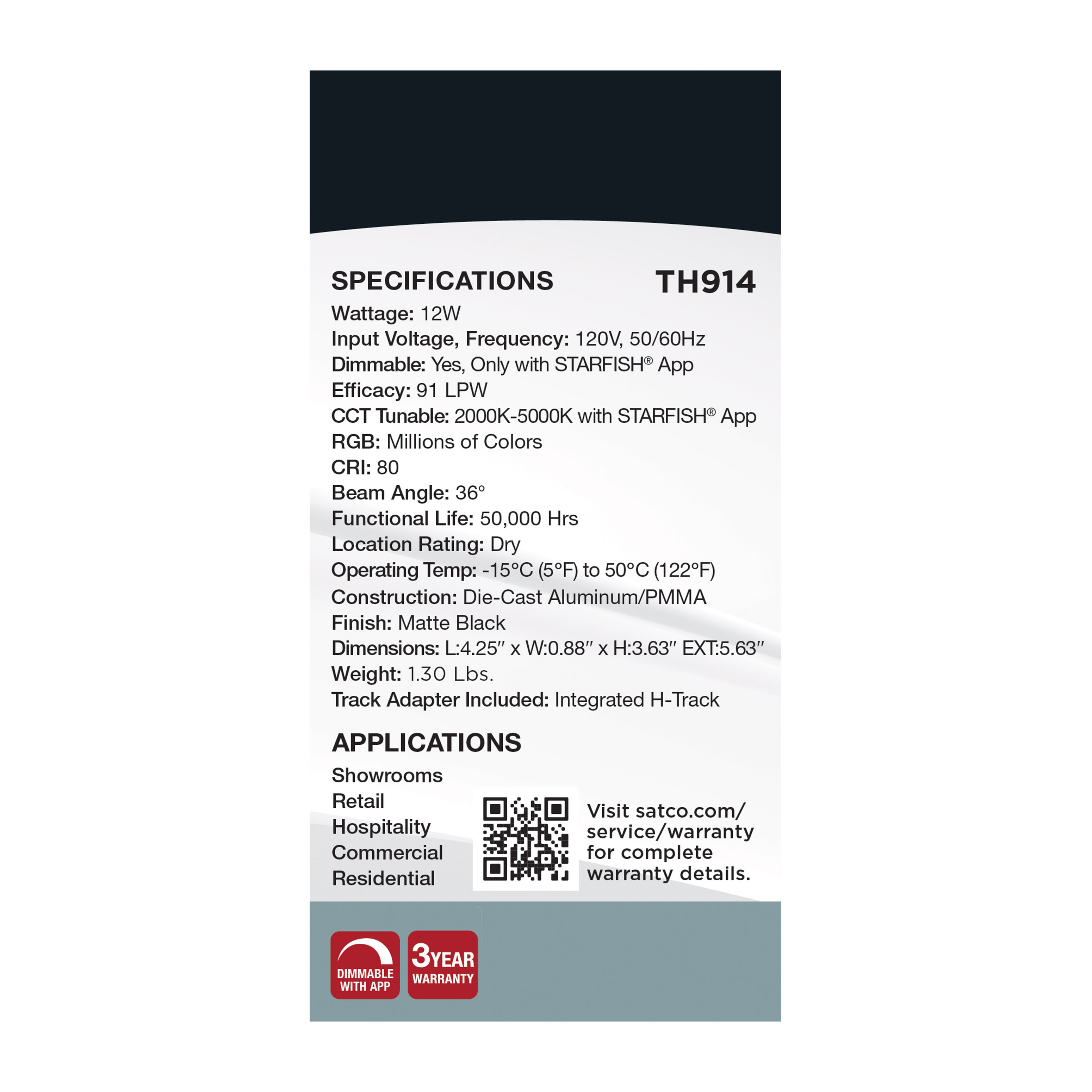 12W LED TRACK HEAD PINCH BACK - TH914