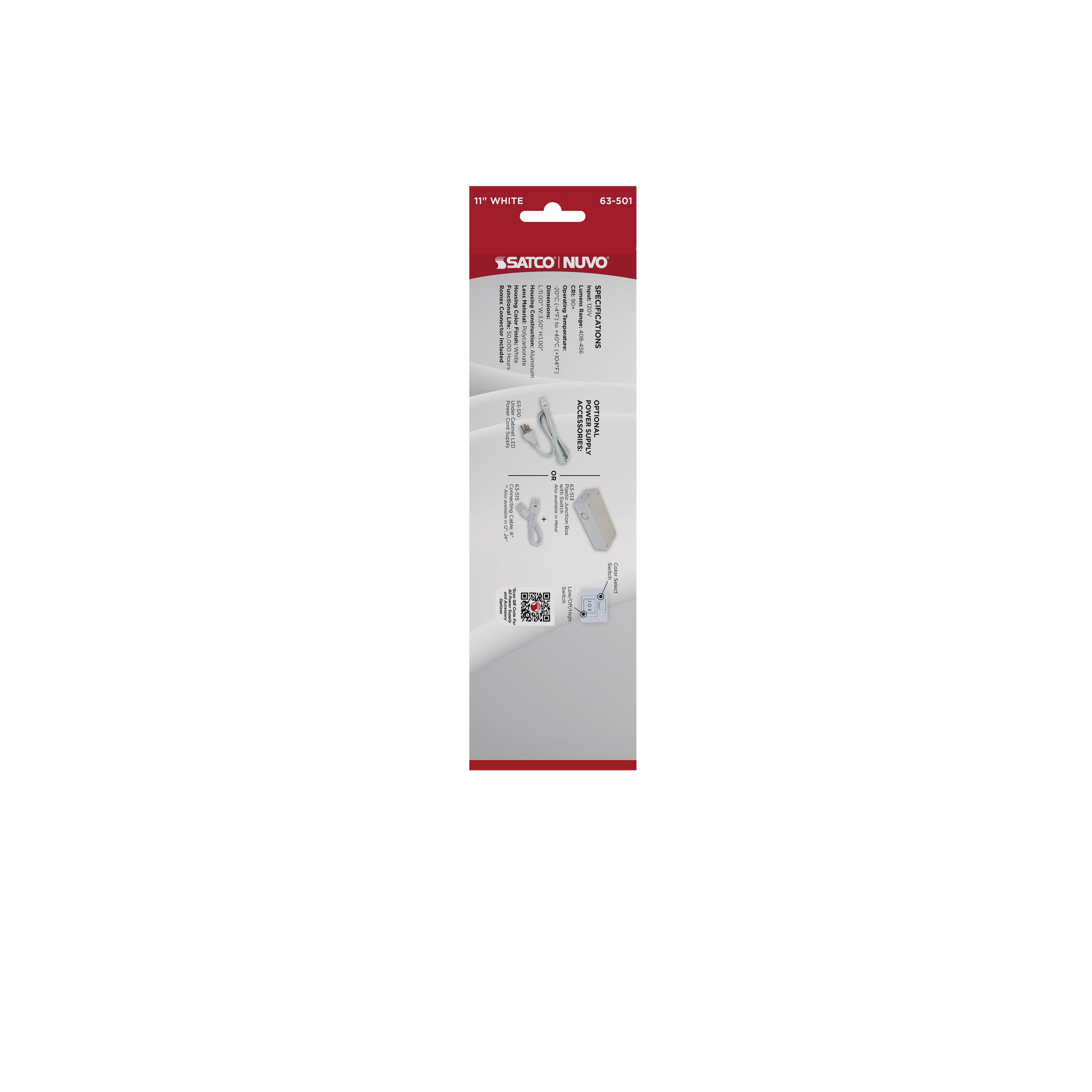 UNDER CAB LED 3CCT 11" - WH - 63-501