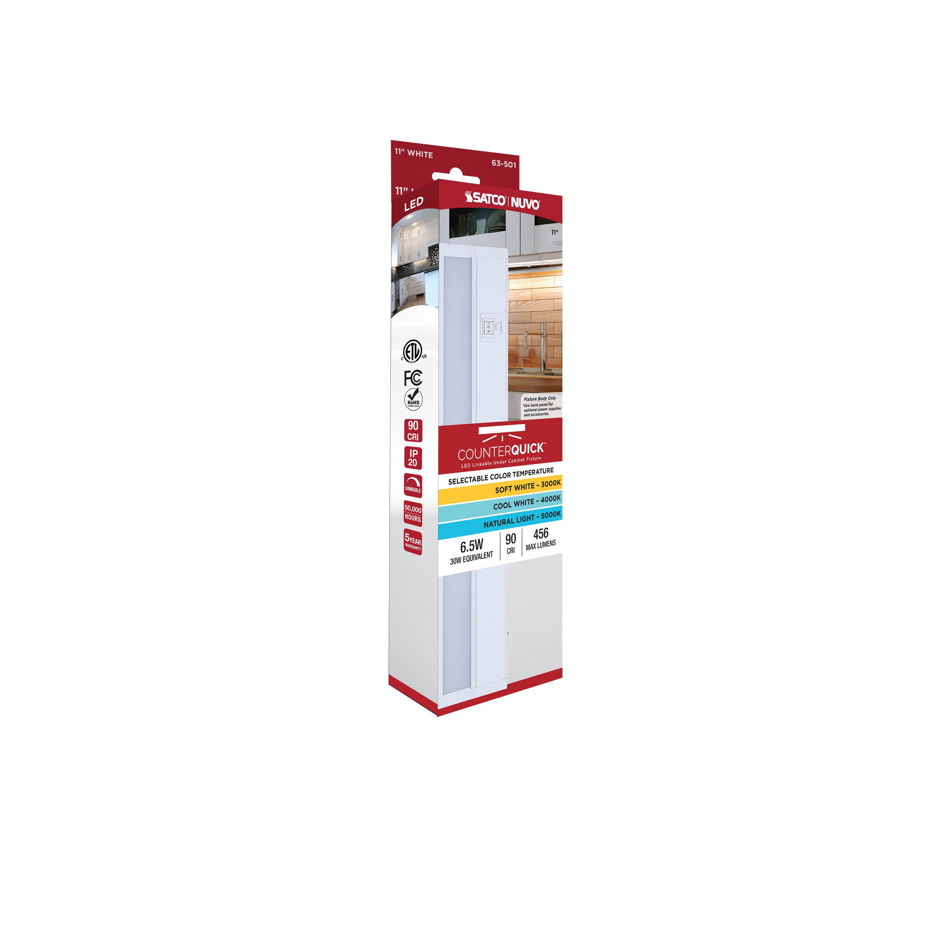 UNDER CAB LED 3CCT 11" - WH - 63-501