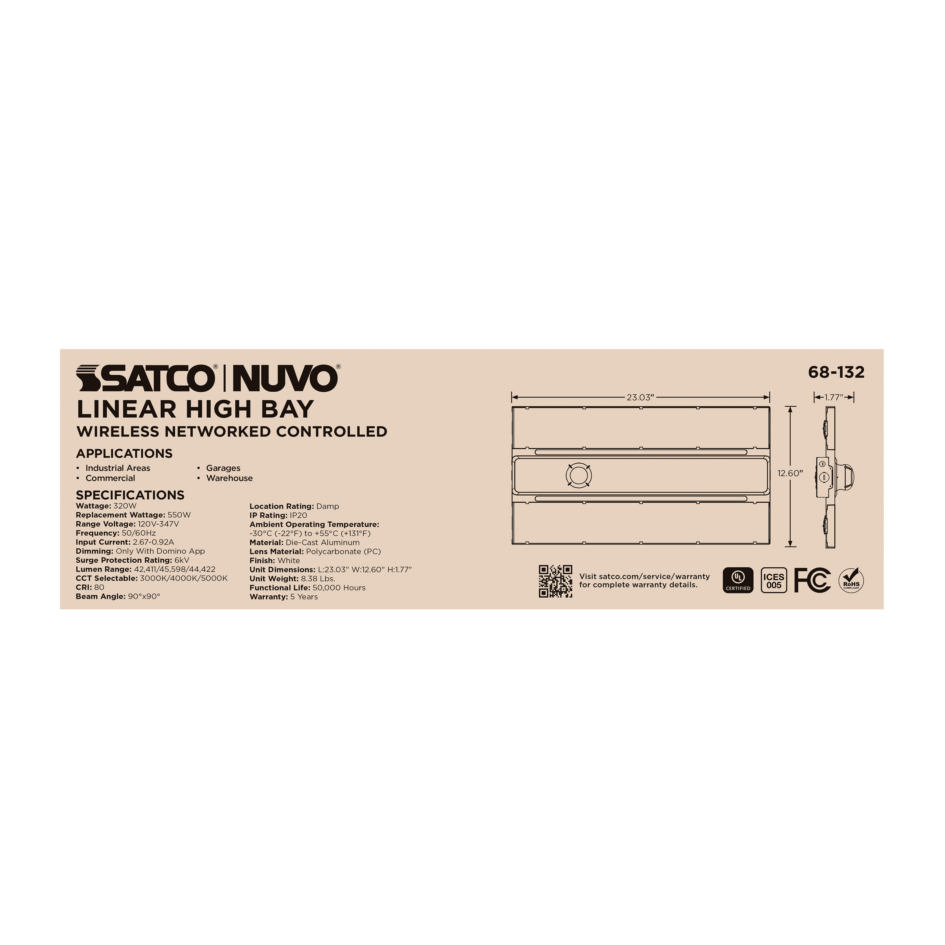 DOMINO LINEAR HIGH BAY 120-347 - 68-132