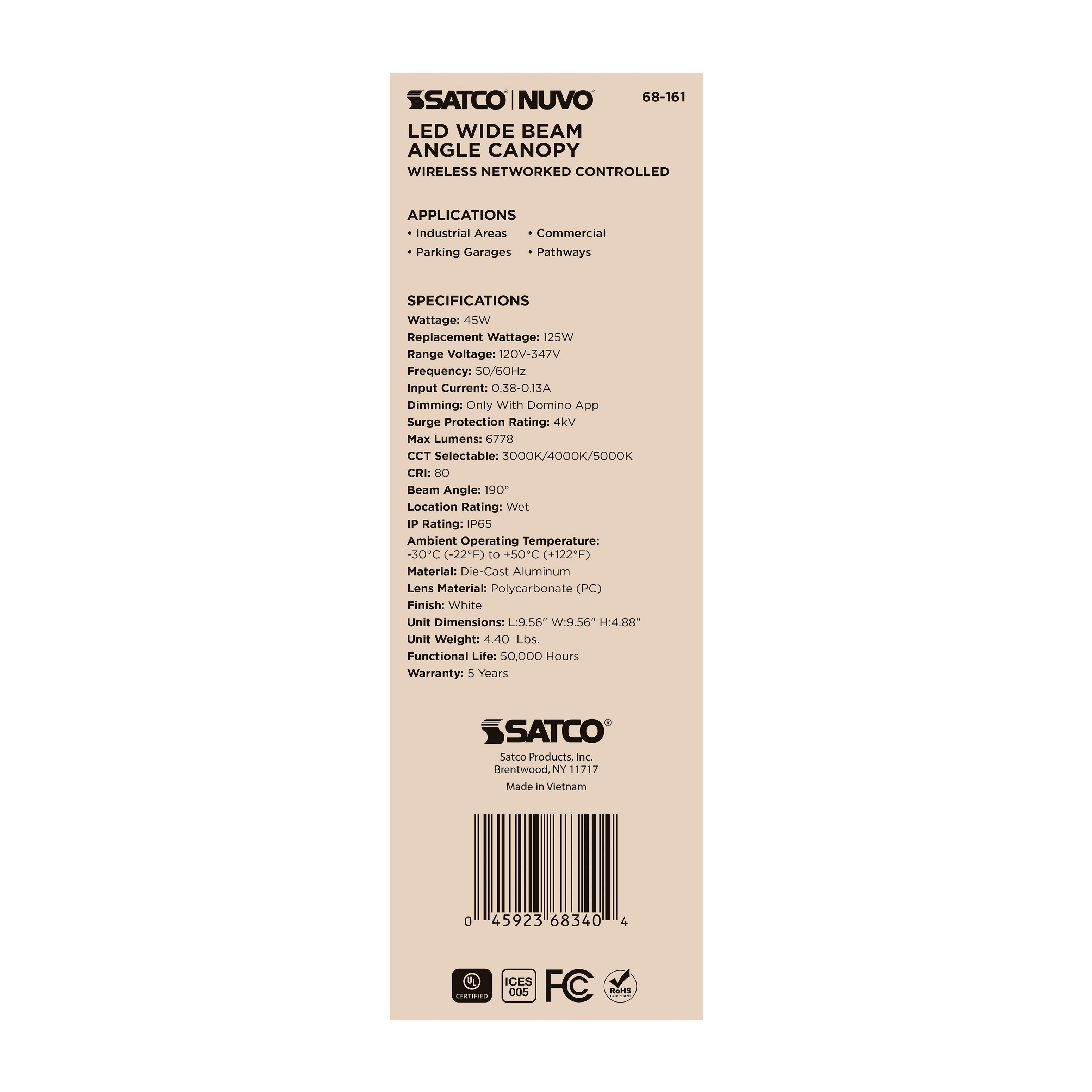 DOMINO WIDE BEAM CANOPY WHITE - 68-161