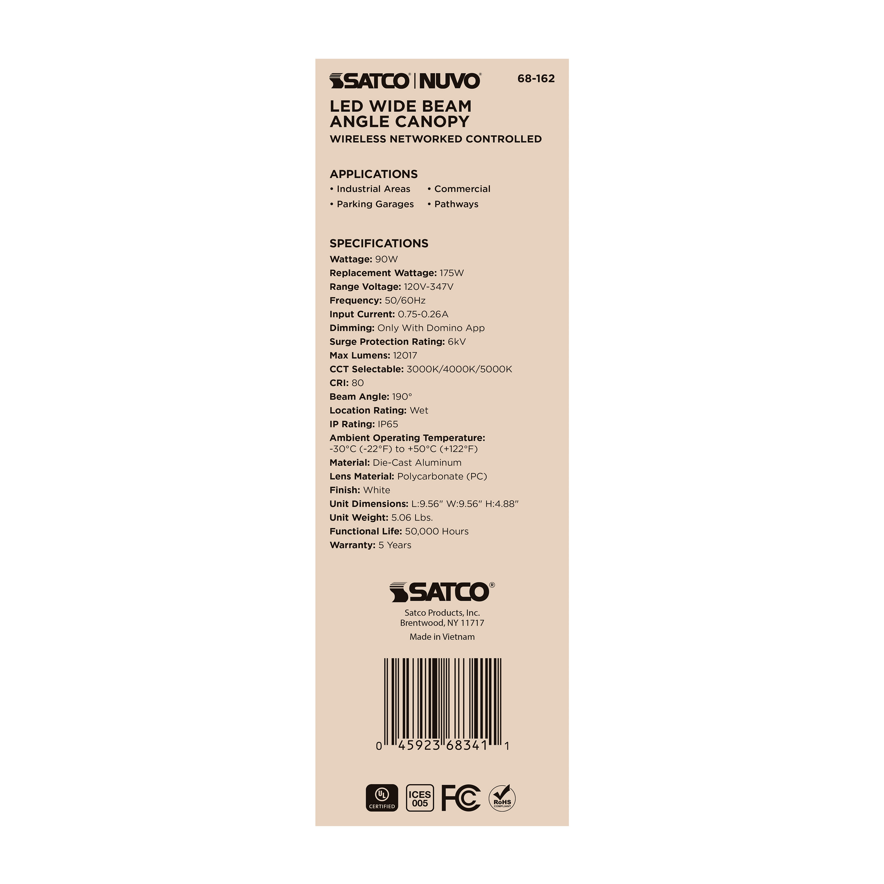 DOMINO WIDE BEAM CANOPY WHITE - 68-162