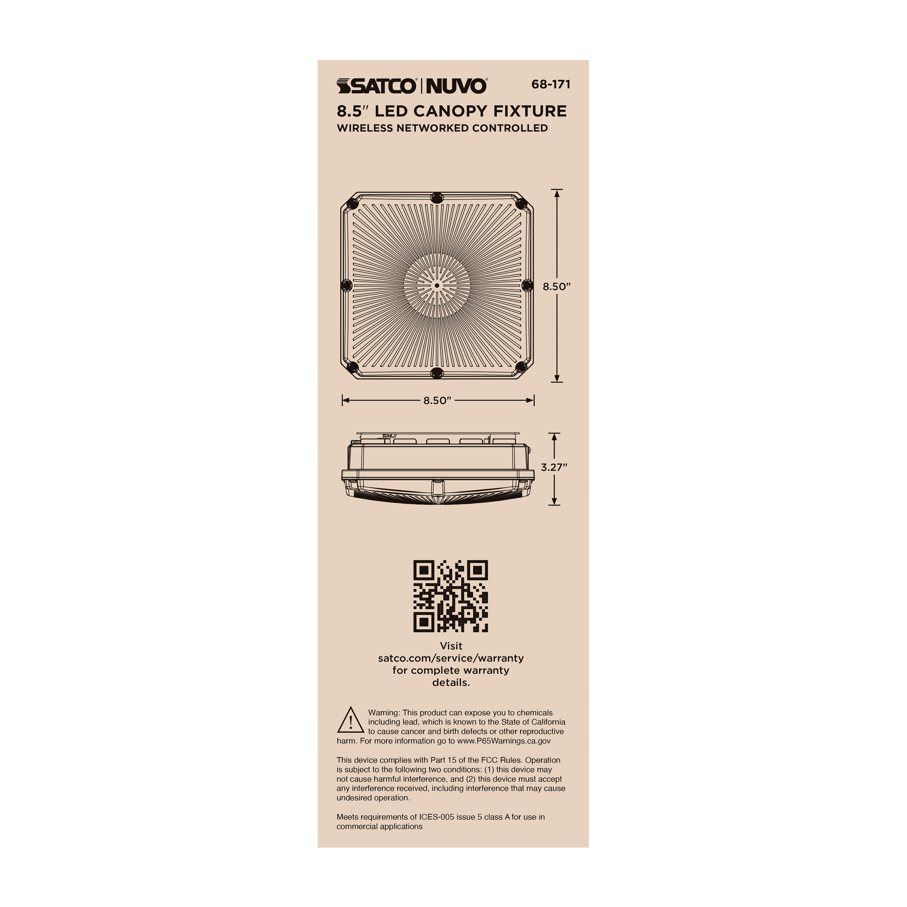DOMINO 8.5" CANOPY LIGHT SQ - 68-171