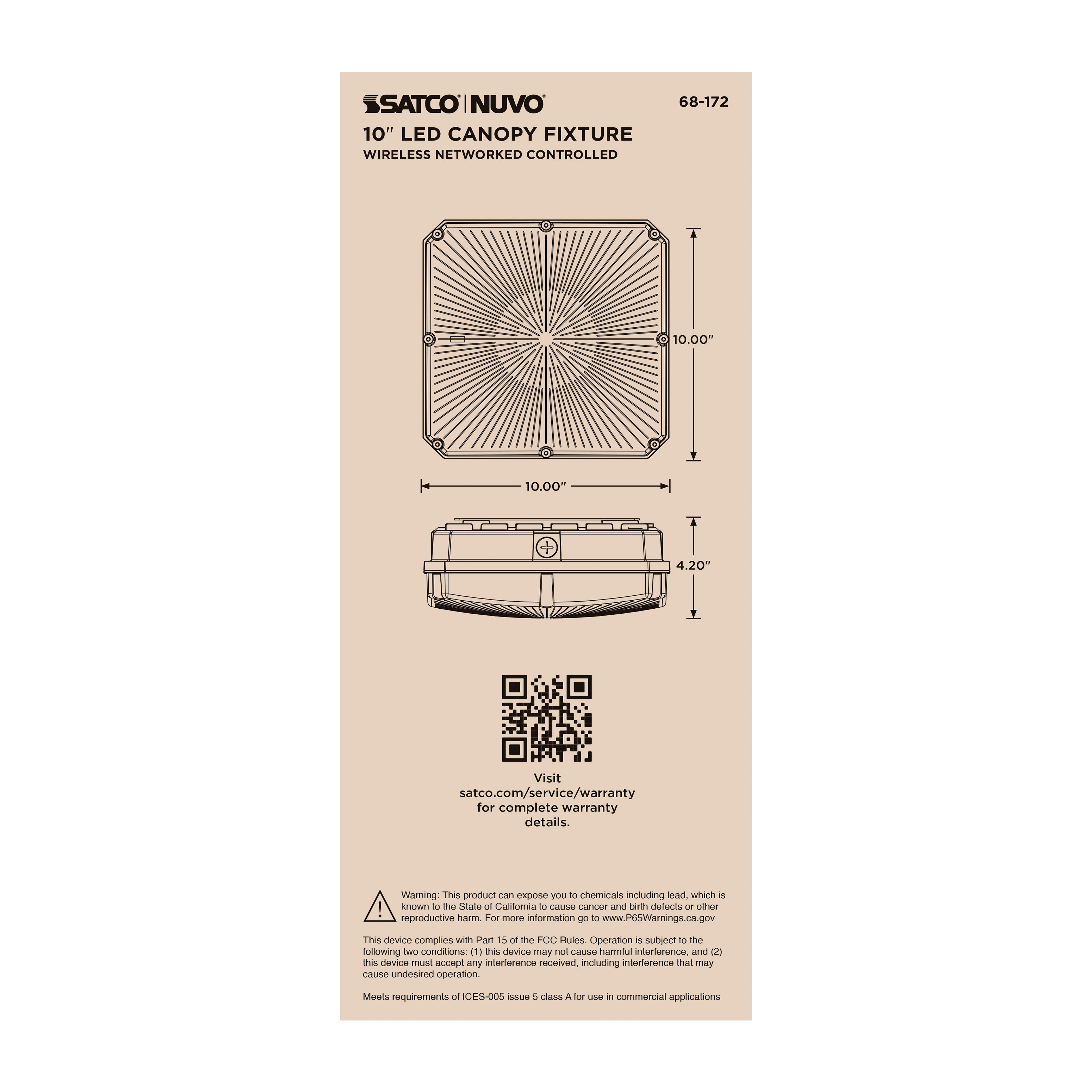 DOMINO 10" CANOPY LIGHT SQ - 68-172