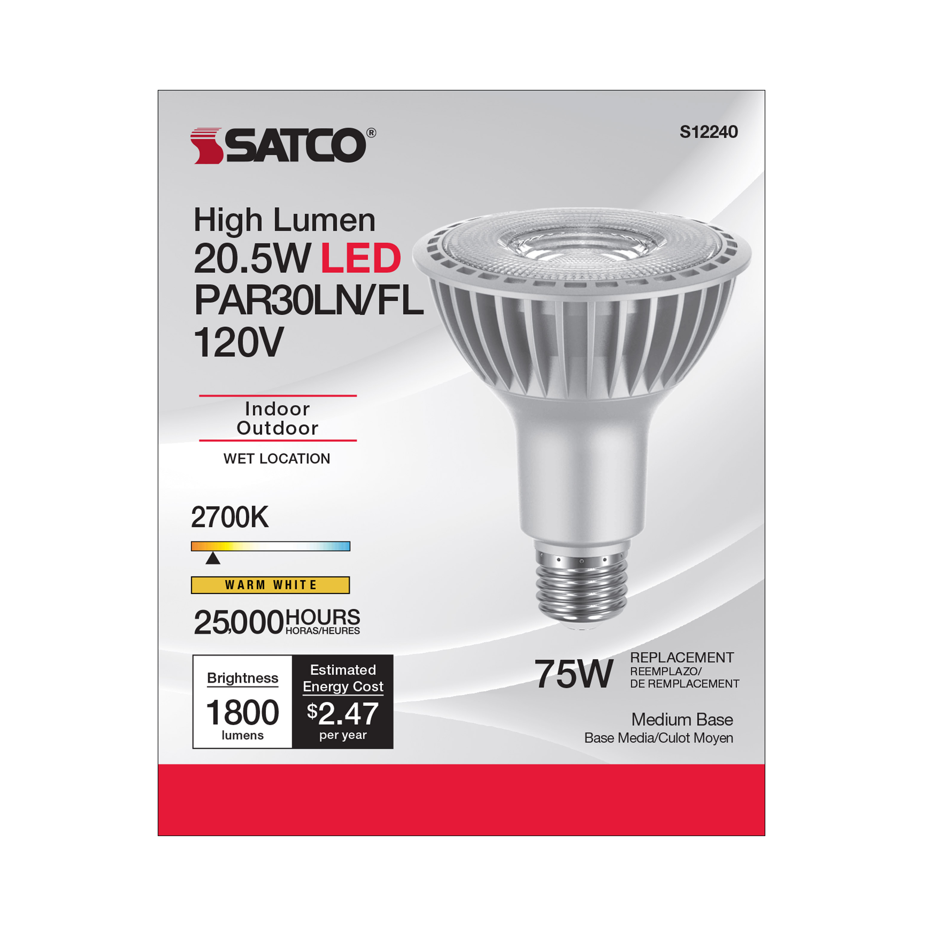 20.5PAR30LN/LED/827/HL/120V/FL - S12240