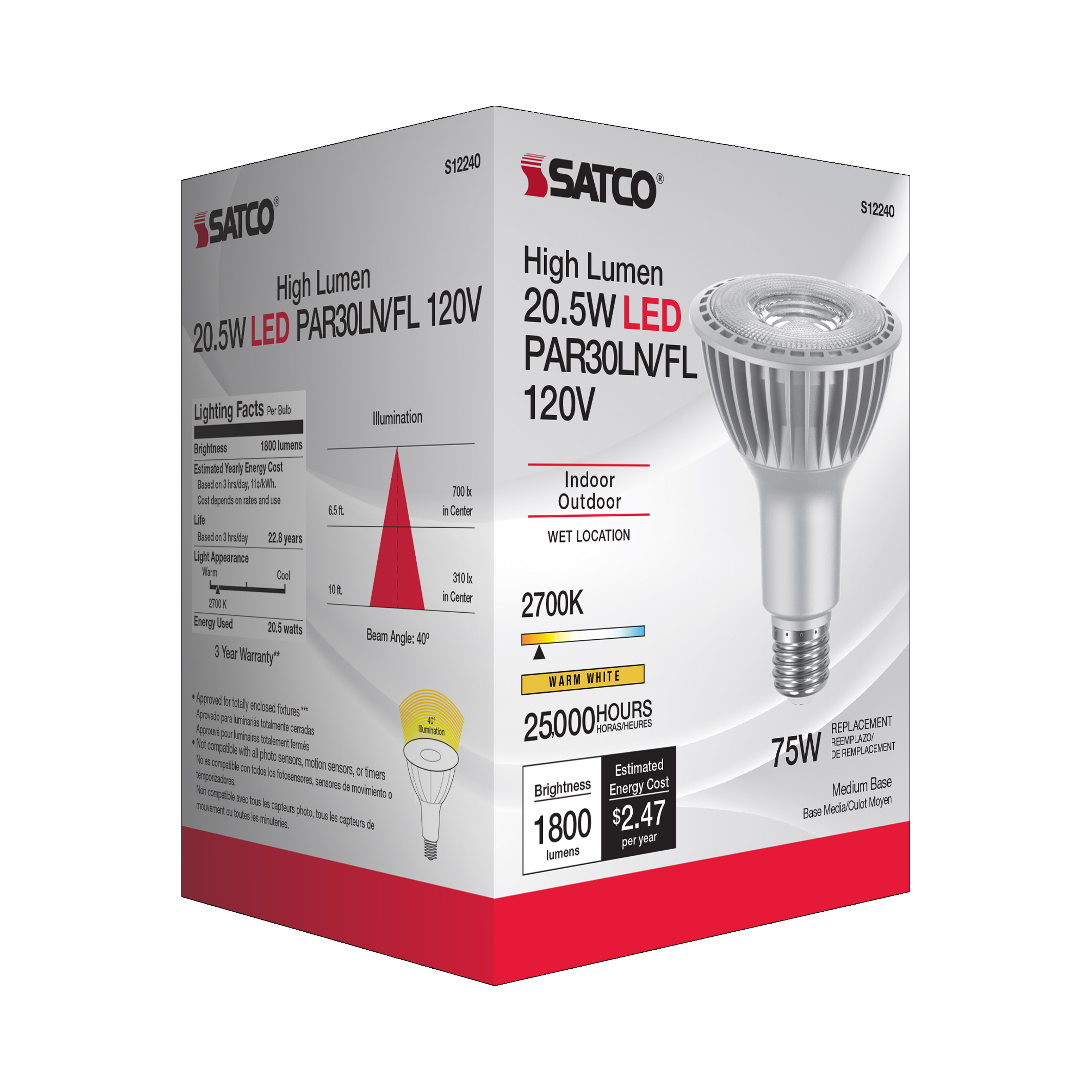 20.5PAR30LN/LED/827/HL/120V/FL - S12240