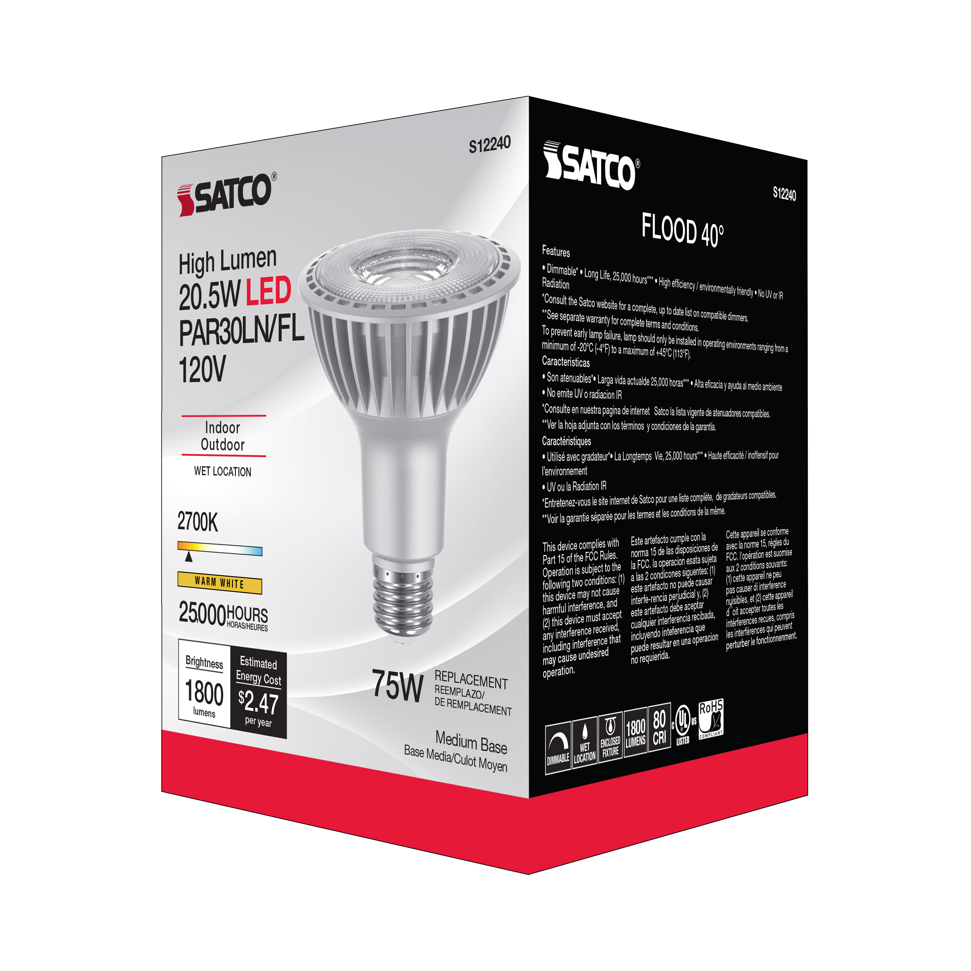 20.5PAR30LN/LED/827/HL/120V/FL - S12240