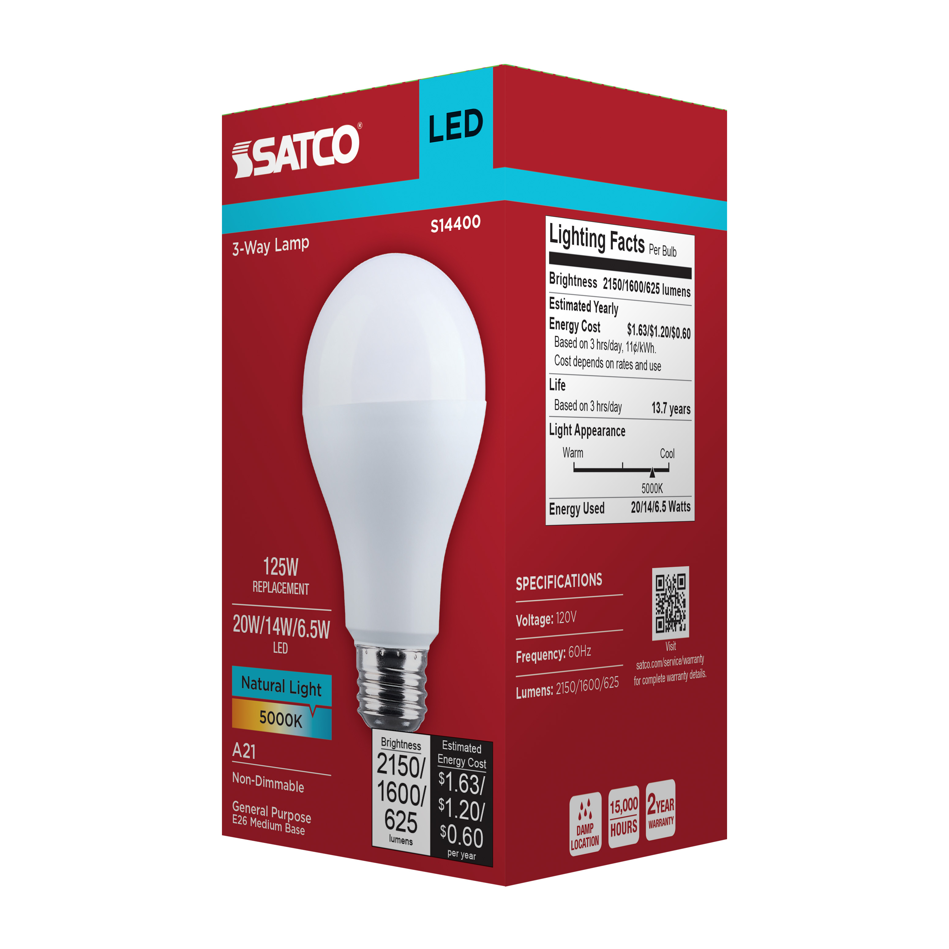 20A21/850/E26D/P/ND/3WAY/1PK - S14400