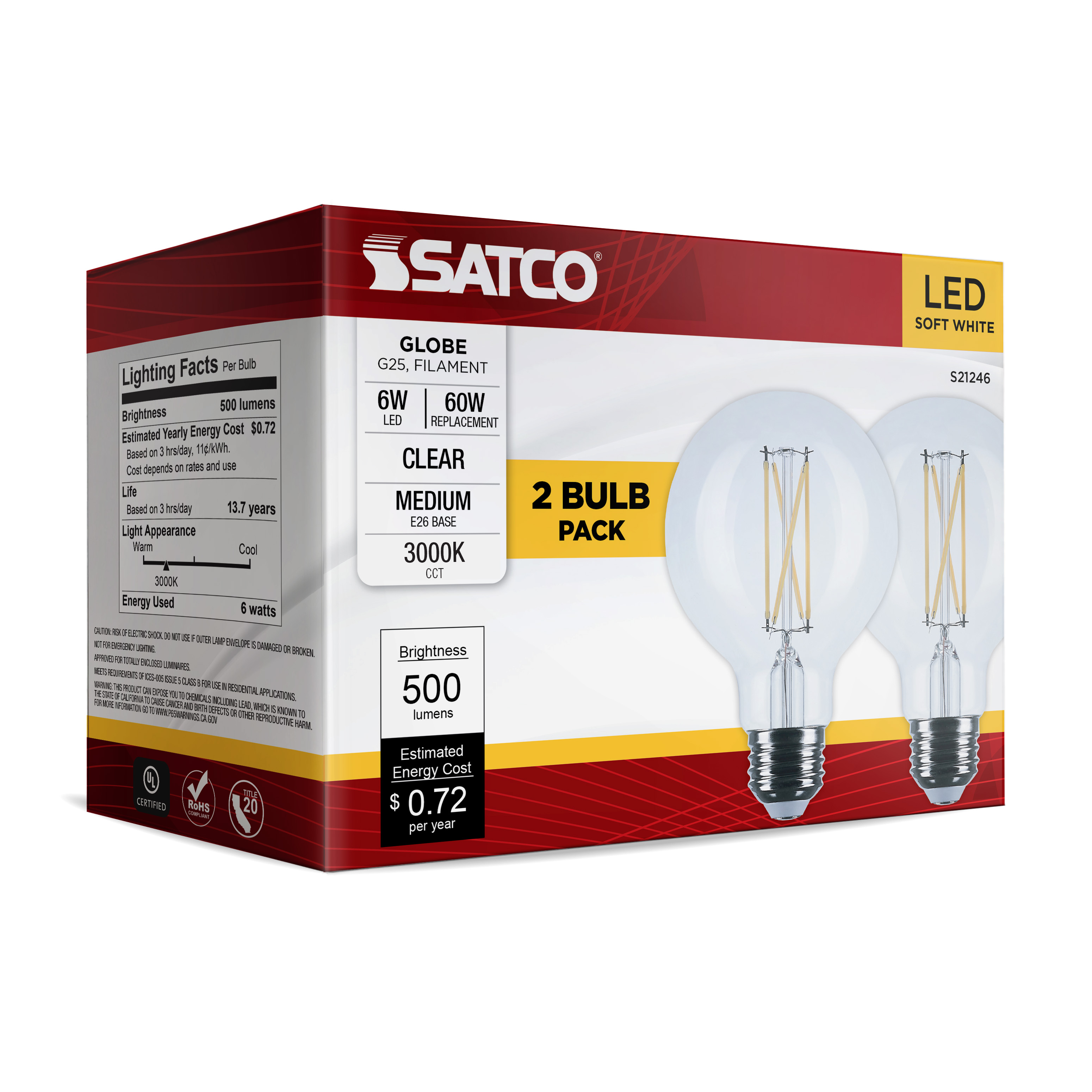 6G25/LED/CL/930/120V/2PK - S21246