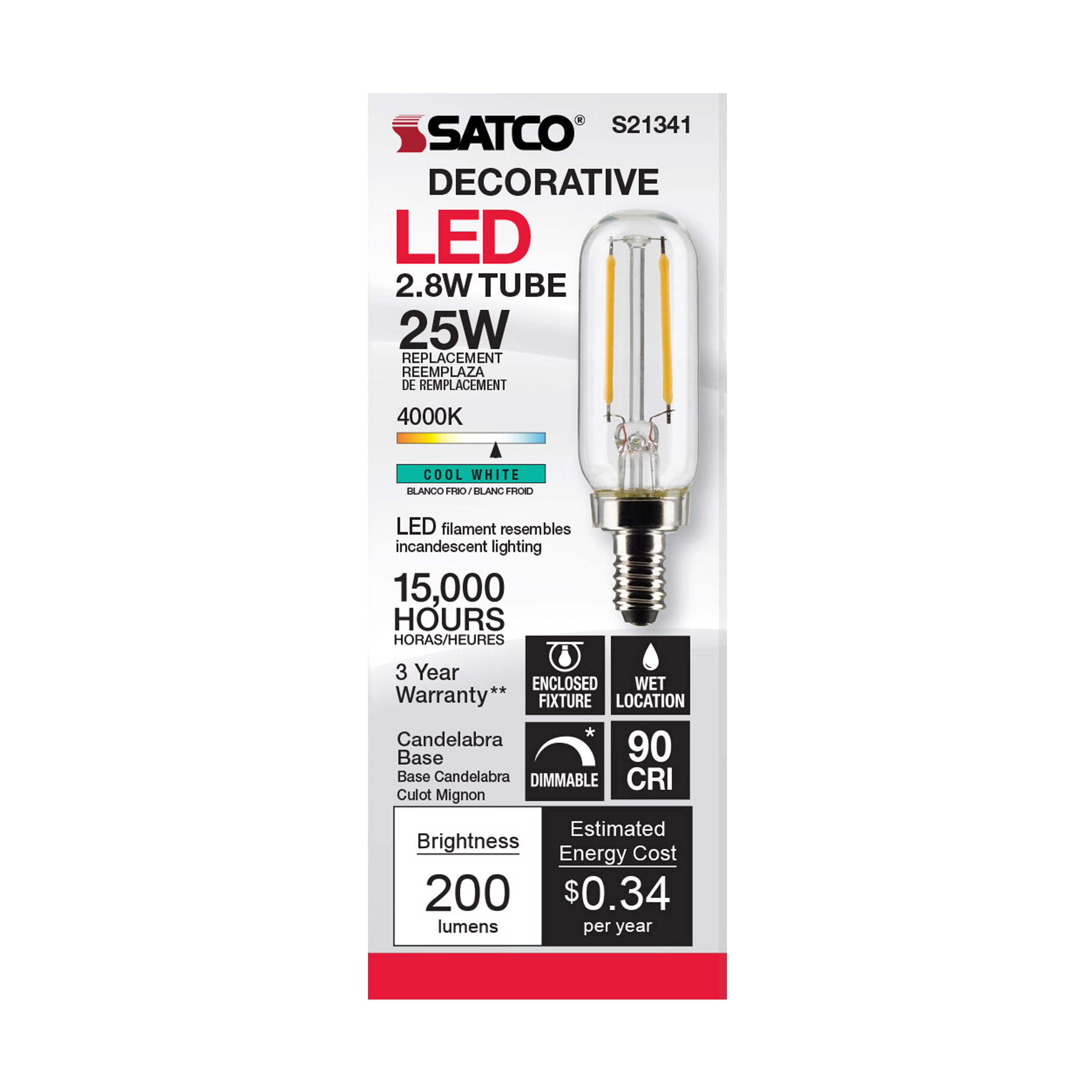 S21341 2.8T6/LED/CL/940/120V/E12