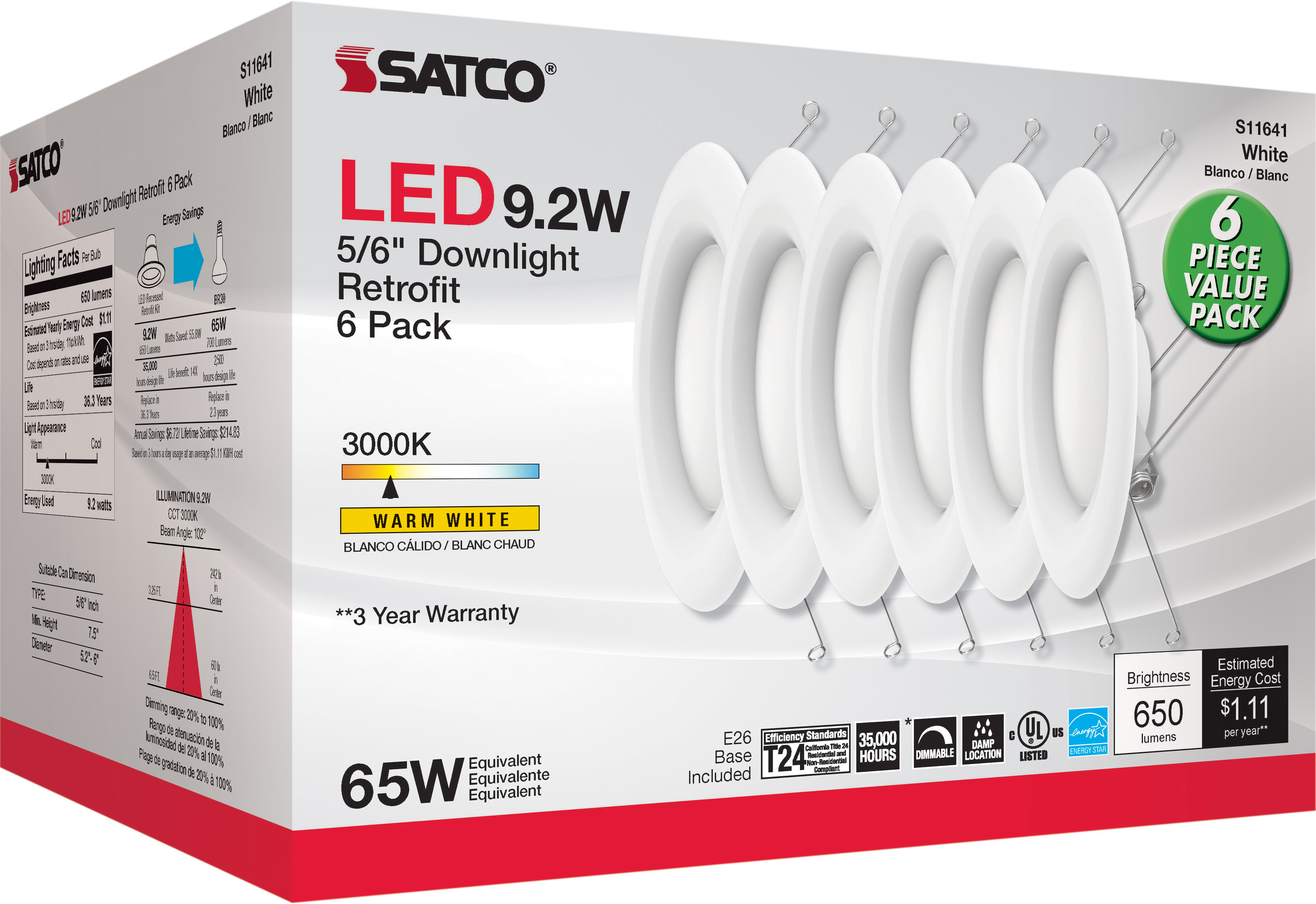 9.2WLED/RDL/5-6/930/120V/6PK - S11641