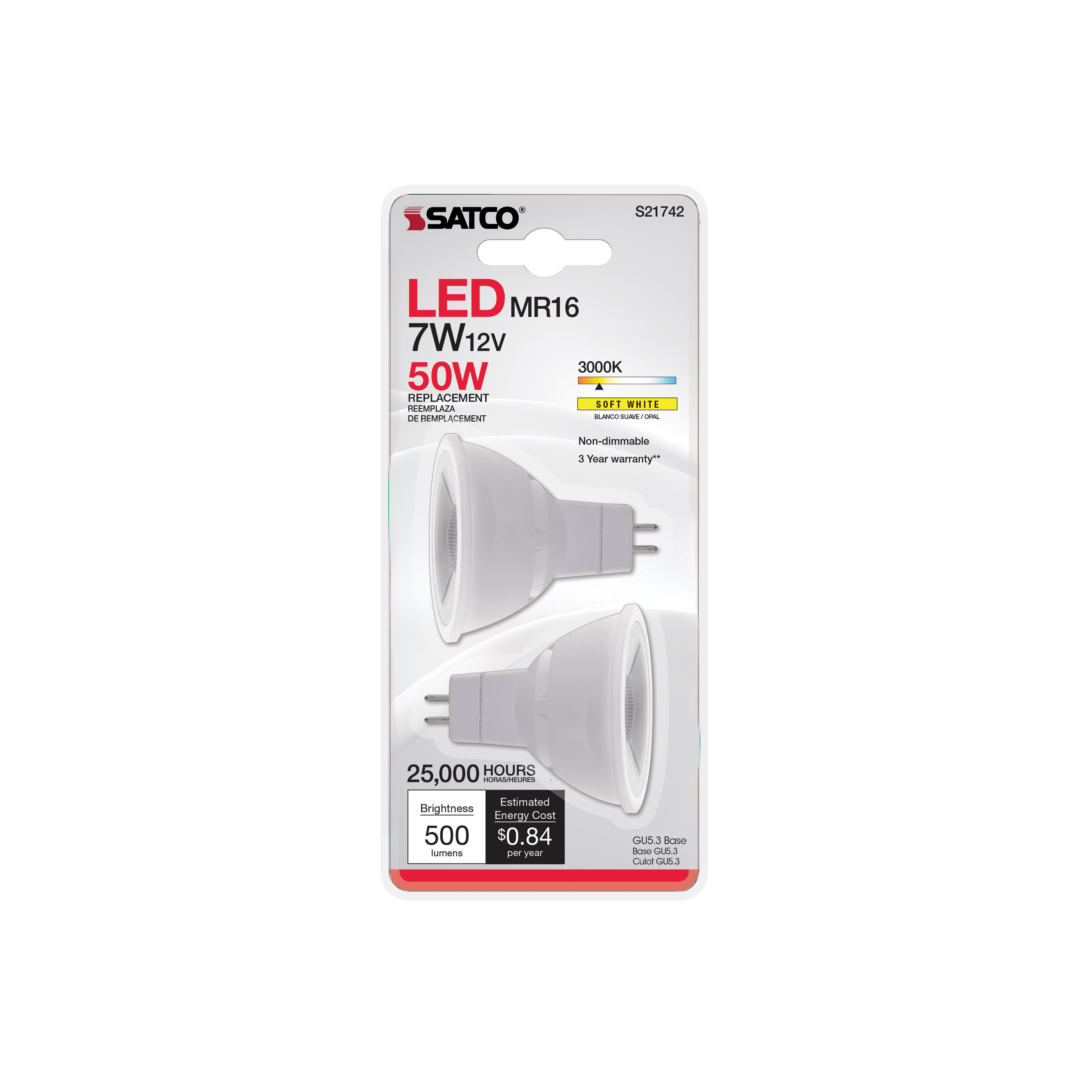 7MR16/LED/40'/830/12V/2PK - S21742