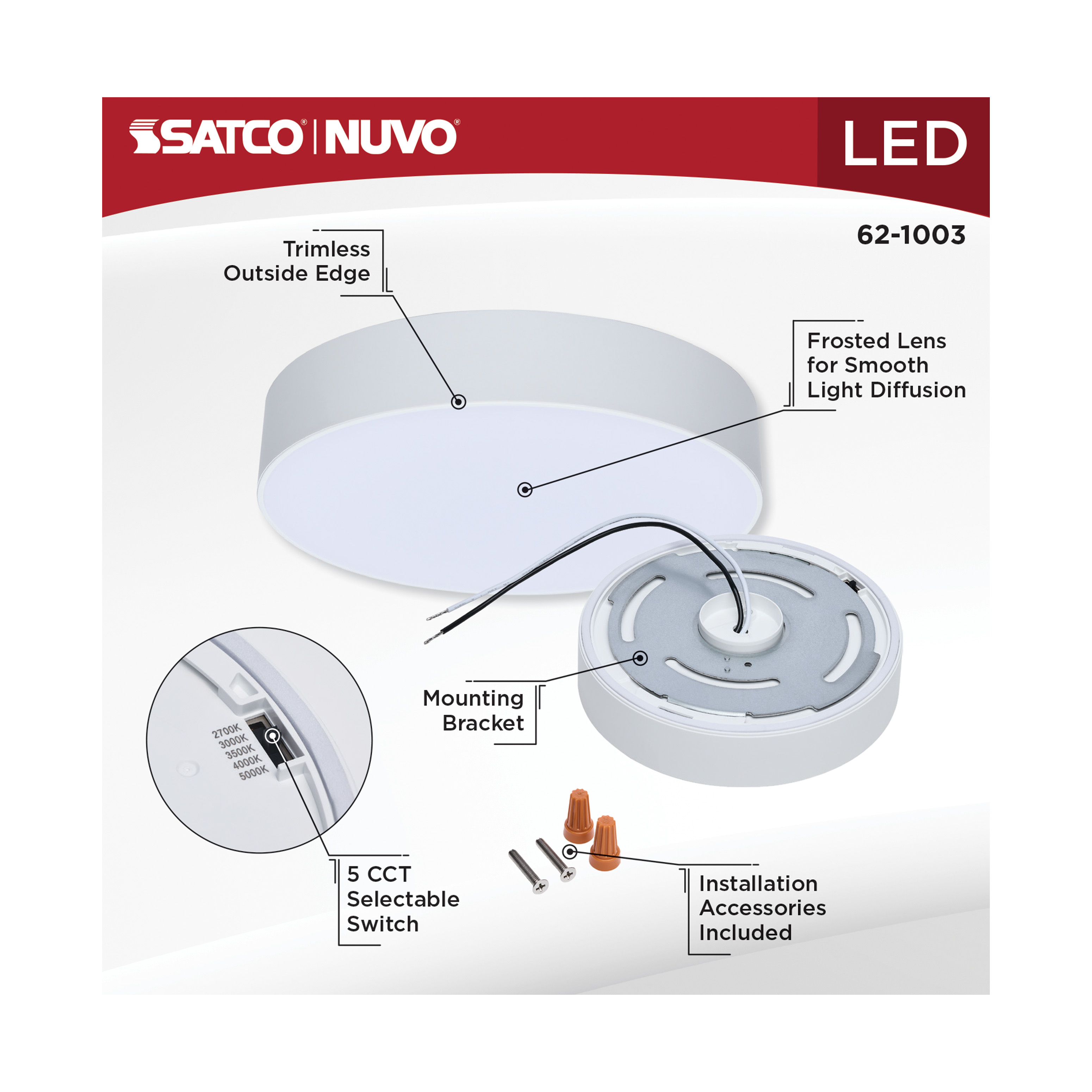 9W 5" 5CCT 120V WHT FIXTURE - 62-1003
