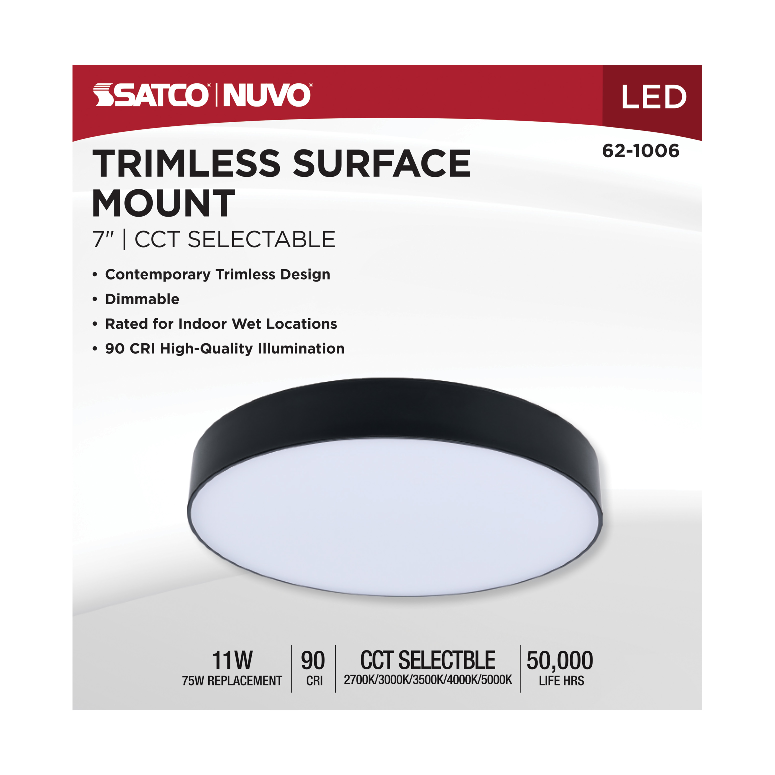 11W 7" 5CCT 120V BLK FIXTURE - 62-1006