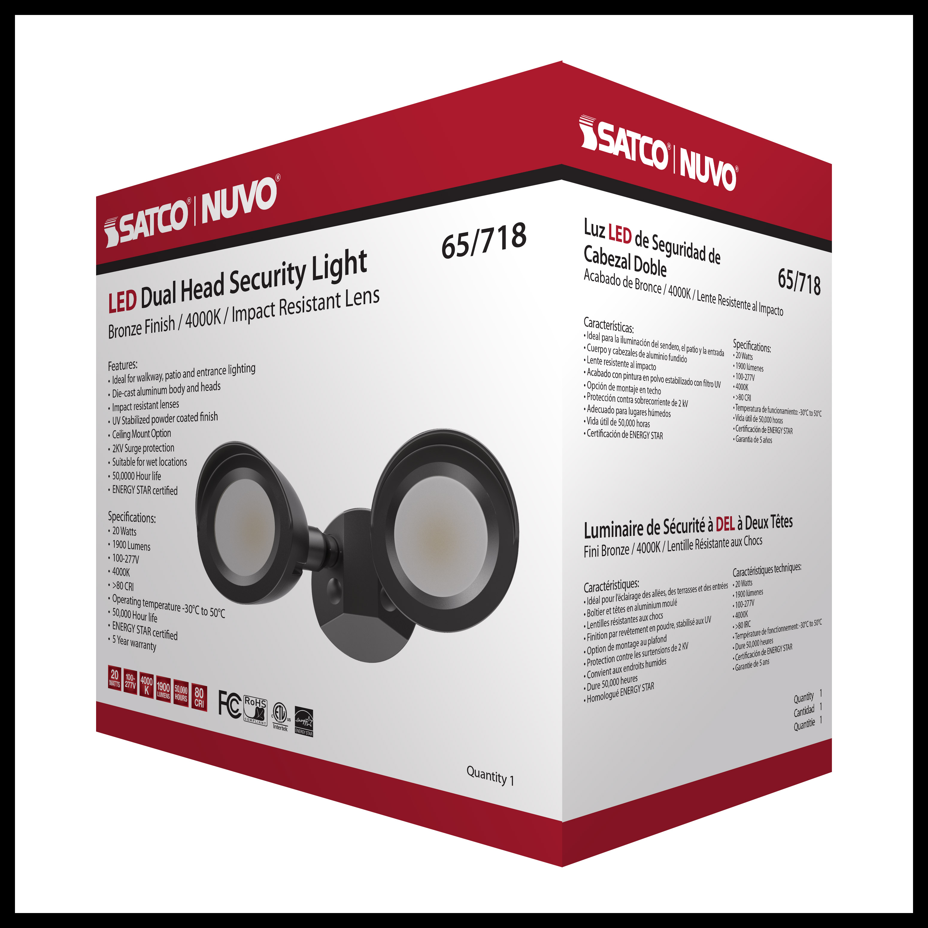 LED 2 BULLET HEAD SECURITY LGT - 65-718