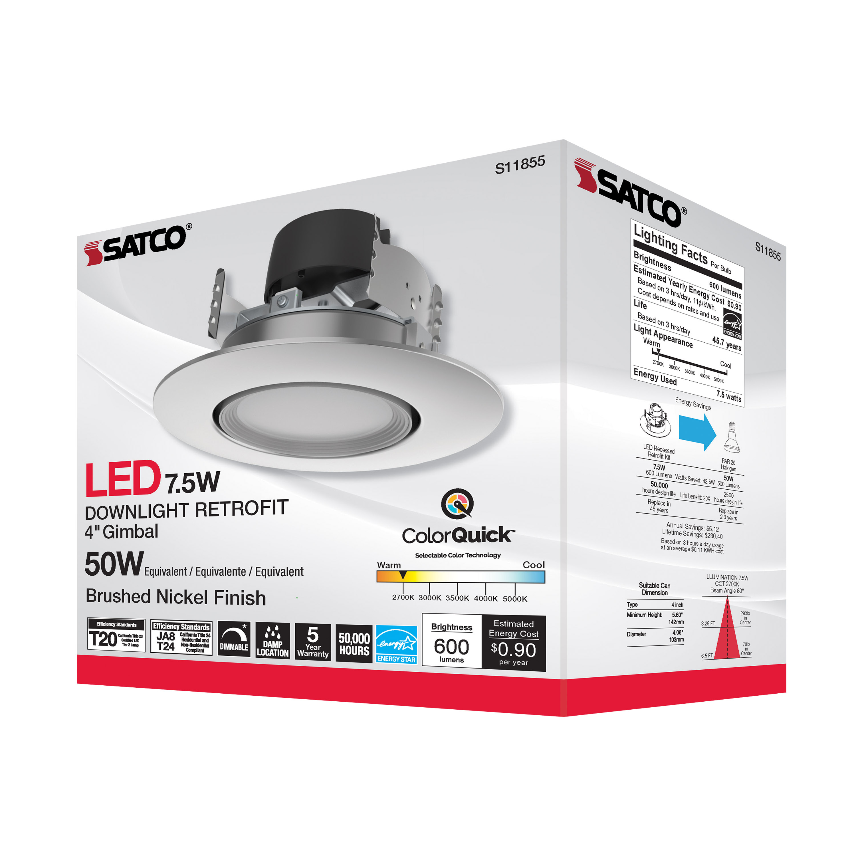 7.5WLED/DIR/4/60'/CCT-SEL/120V - S11855