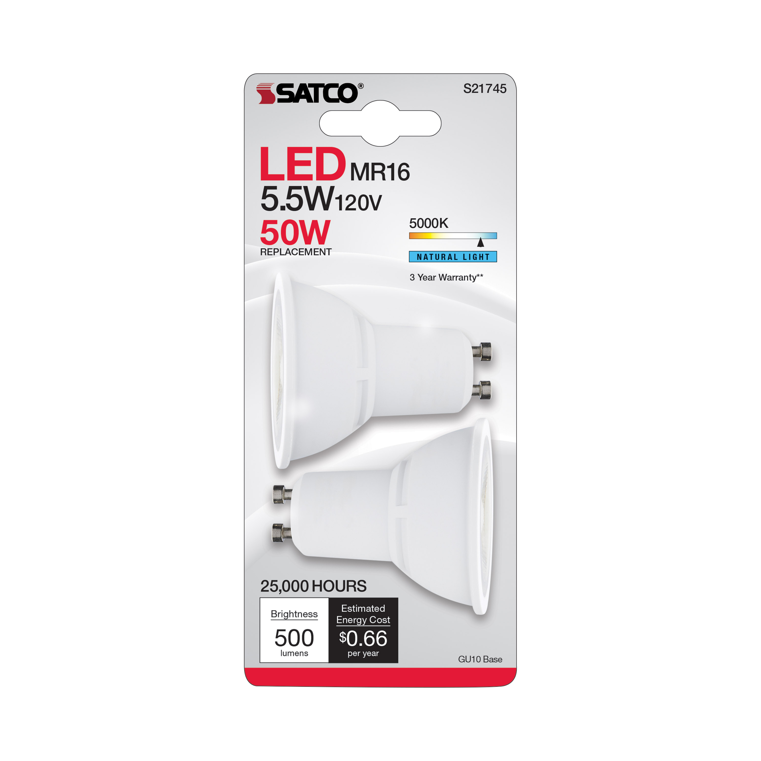 5.5MR16/LED/40'/850/GU10/2PK - S21745