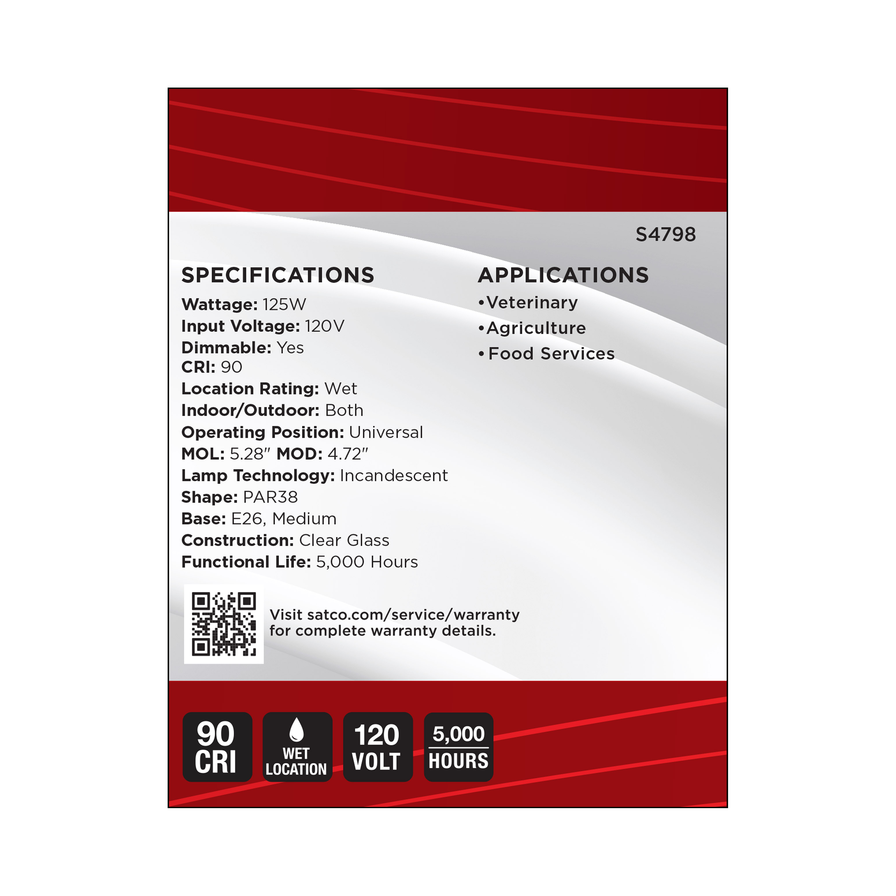 125PAR38/HEAT/CL/120V - S4798