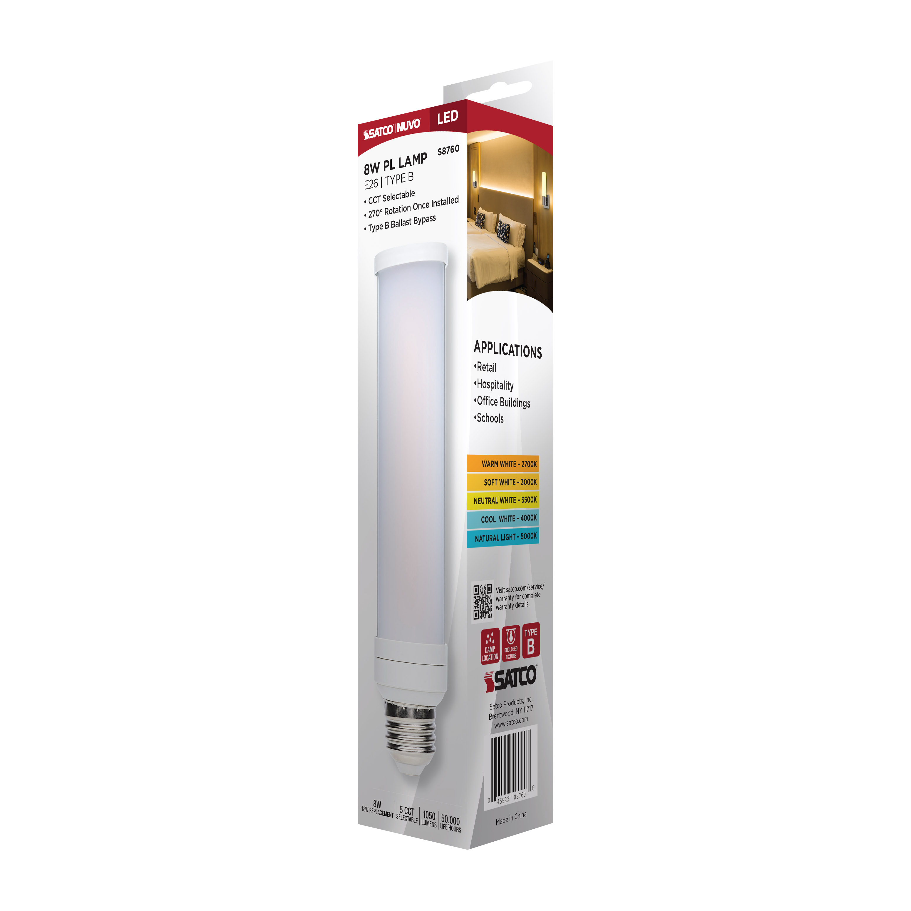 S8760 8W/LED/CFL/5CCT/E26
