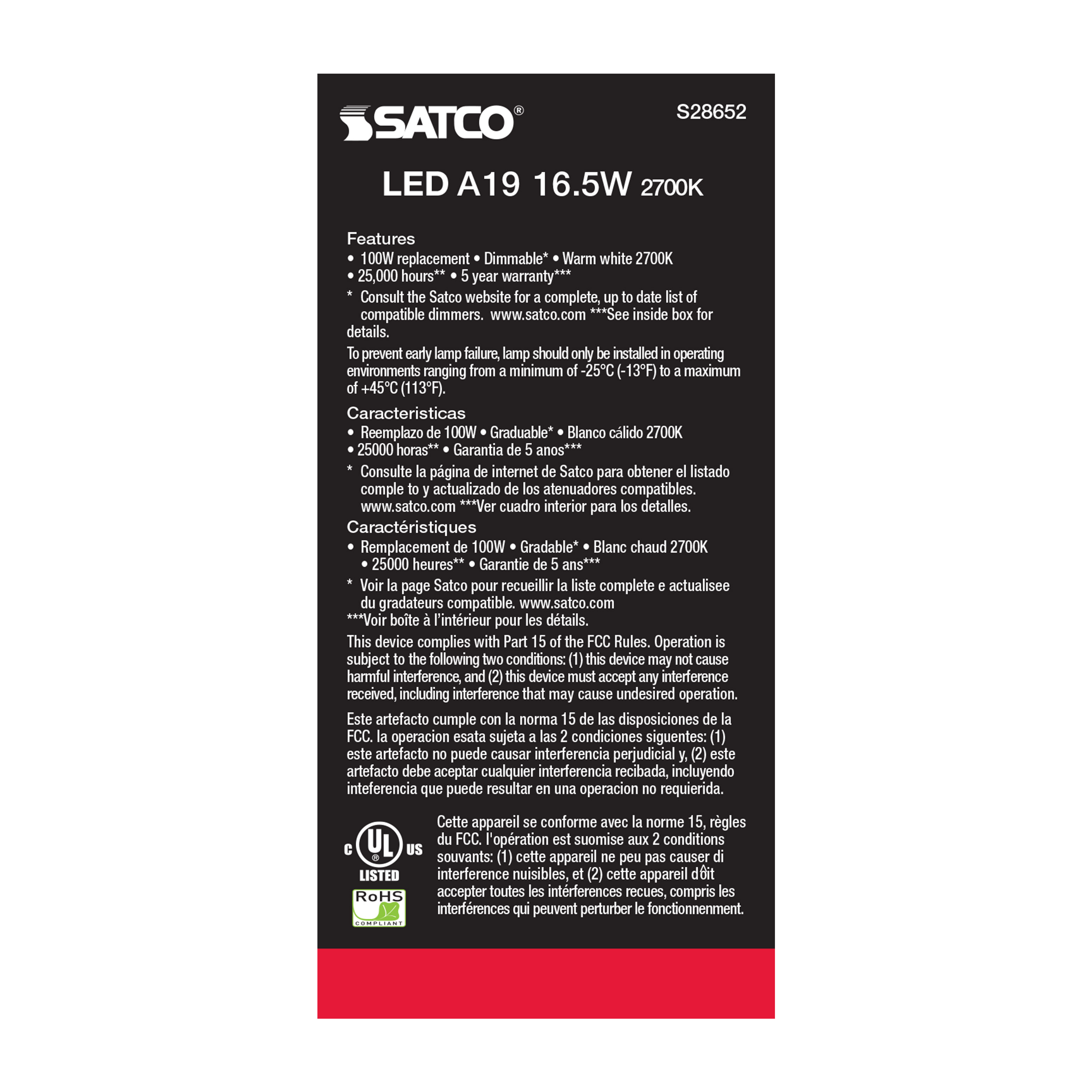 16.5A19LED/927/120V - S28652