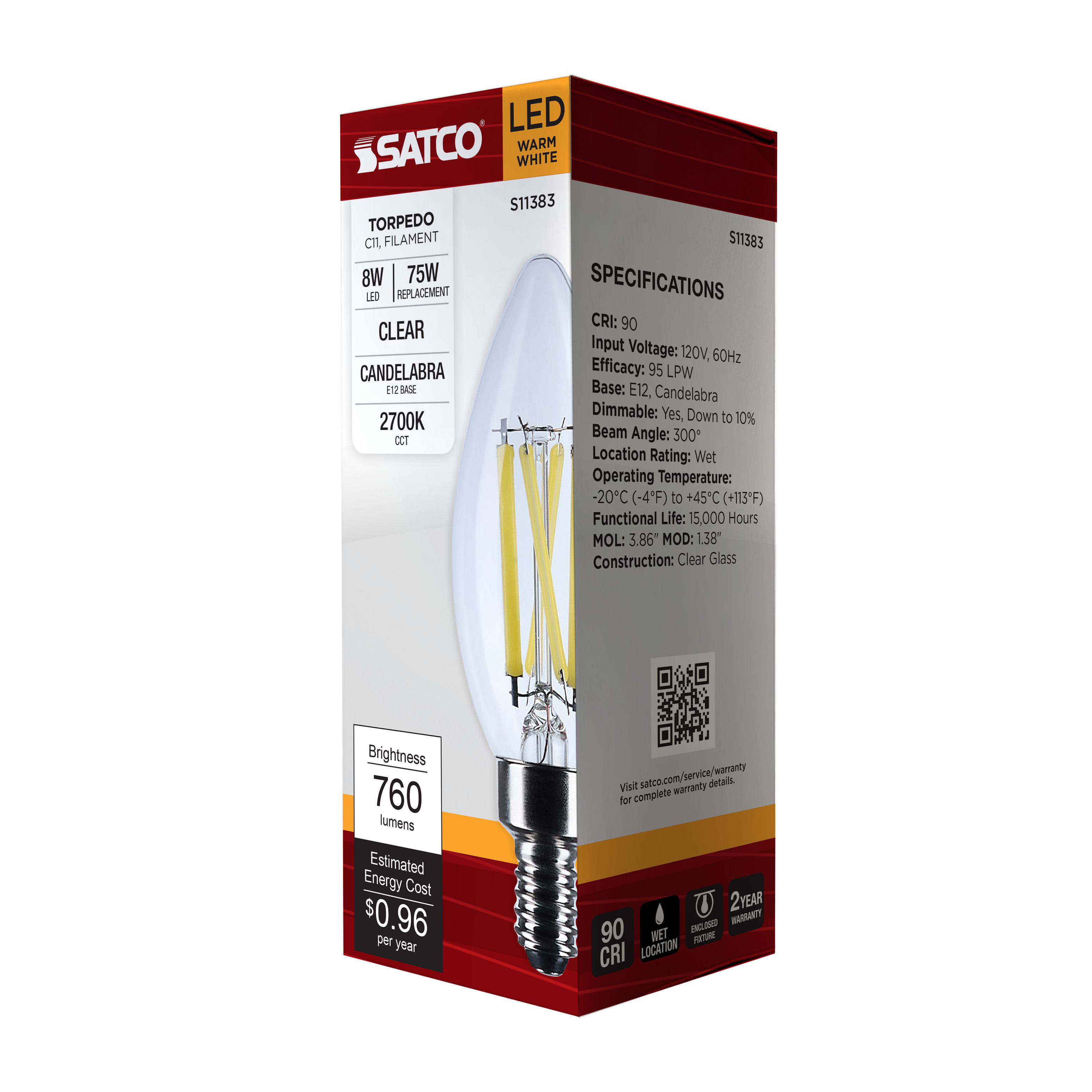 S11383 8W/CTC/LED/927/120V/E12
