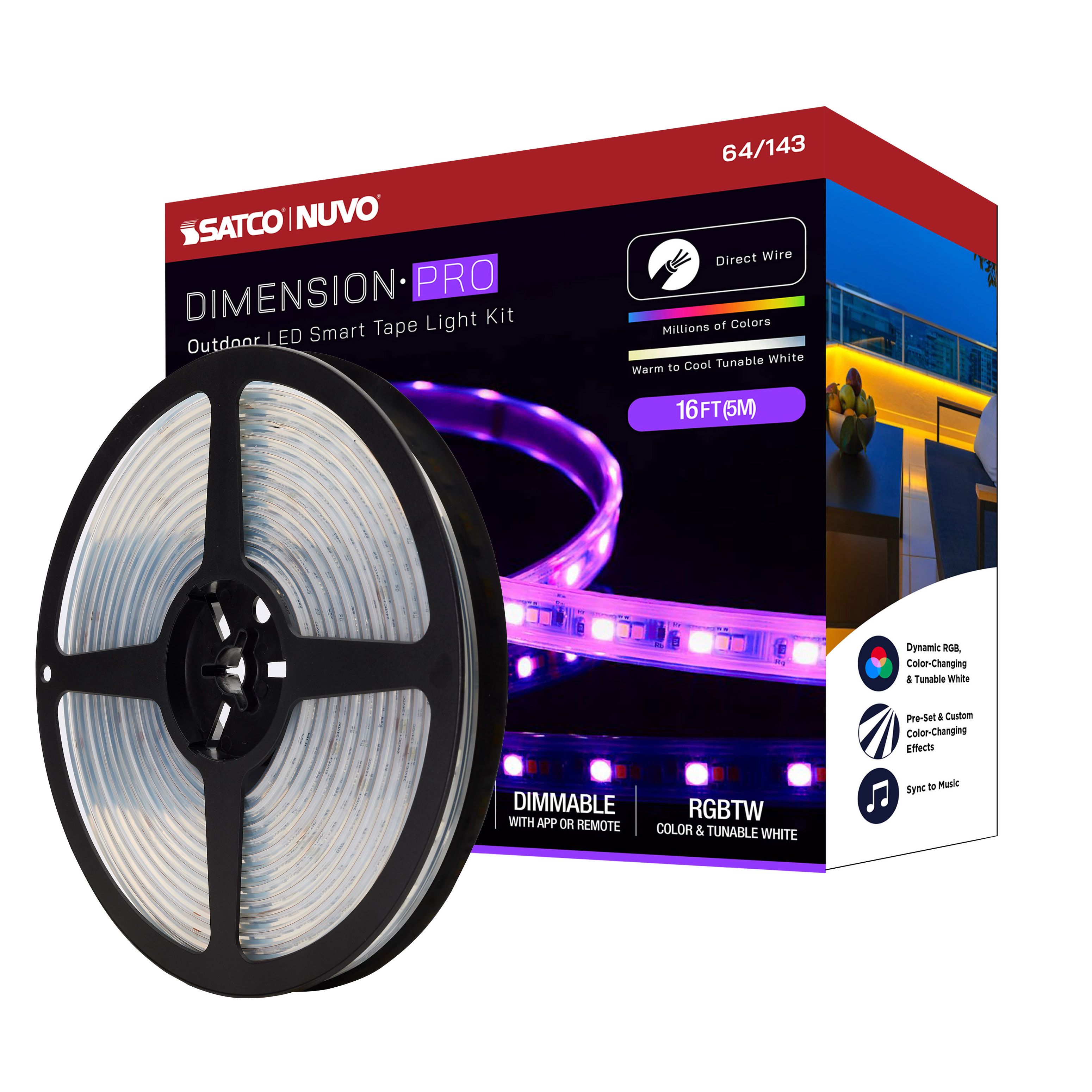 TAPE/RGBTW-HO/IP65/JBOX/SF/16' - 64-143