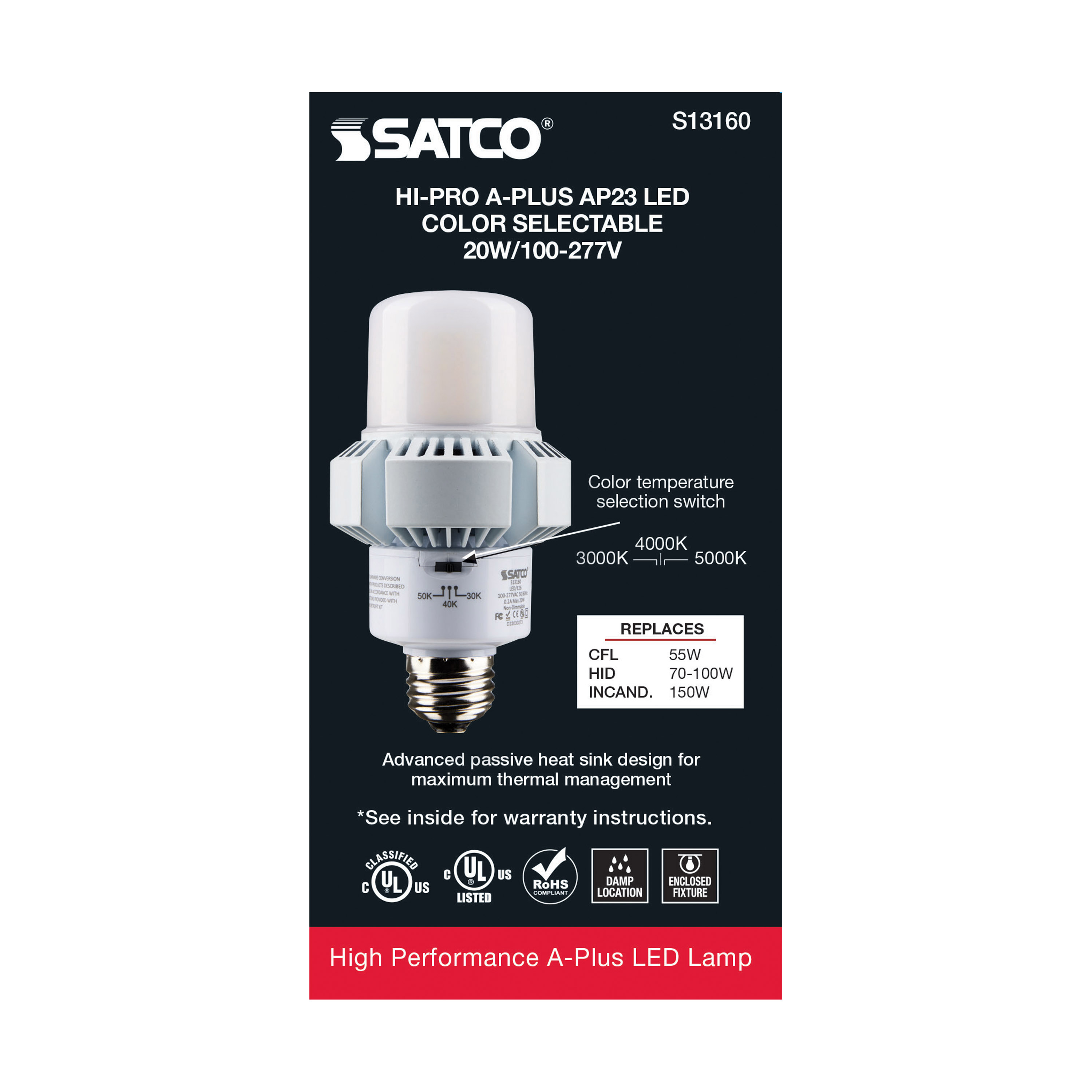 S13160 20W/AP23/LED/CCT/100-277V/E26