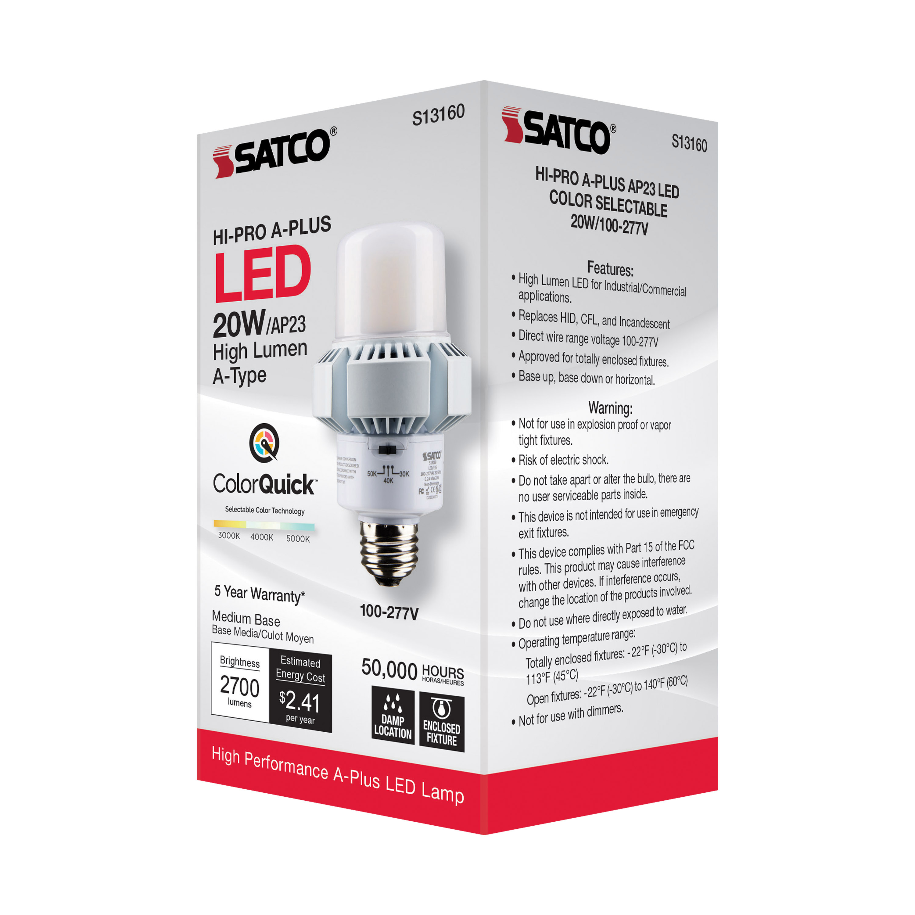 S13160 20W/AP23/LED/CCT/100-277V/E26