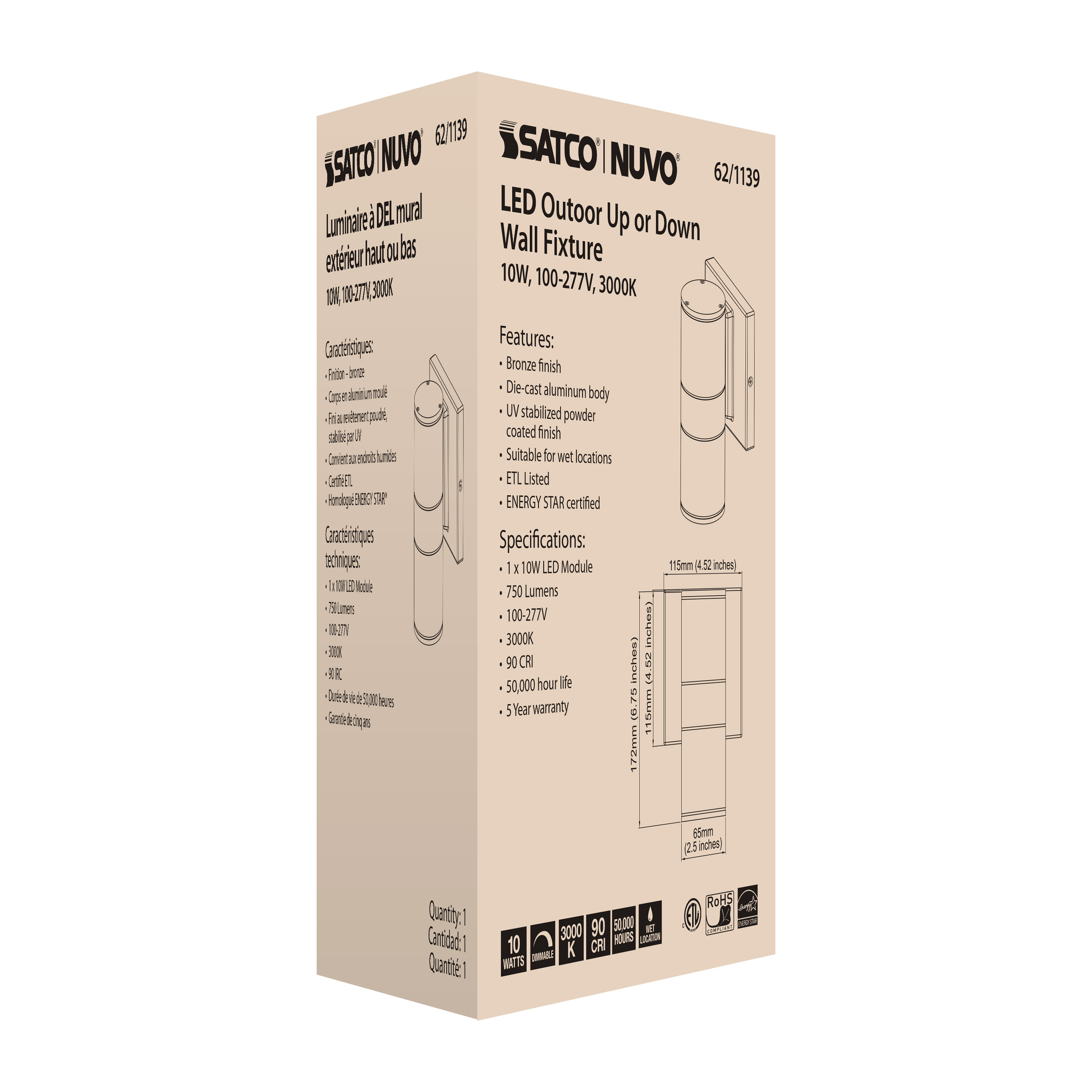 1 LT LED SM UP OR DOWN SCONCE - 62-1139