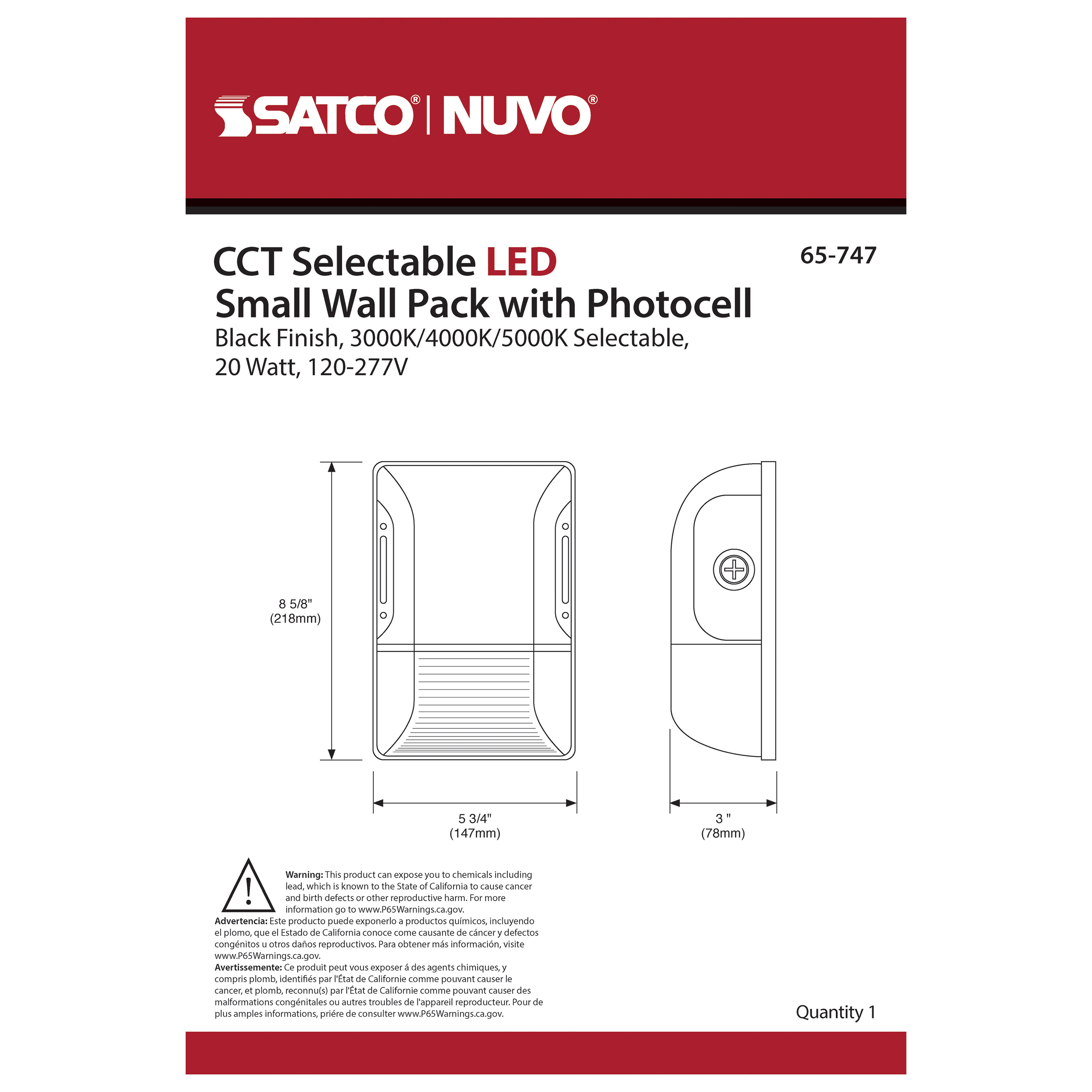LED SMALL WALL PACK W/PHOTOCEL - 65-747