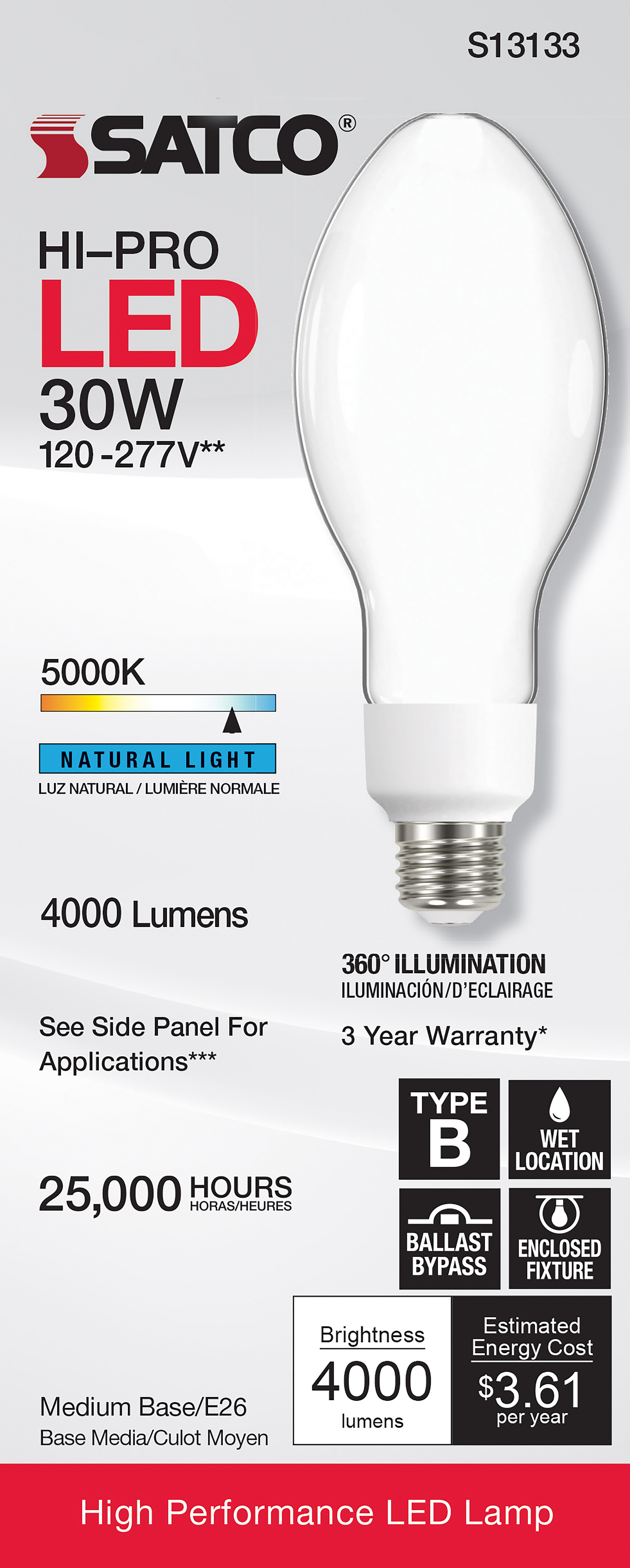 S13133 30W/LED/HID/ED23/850/E26