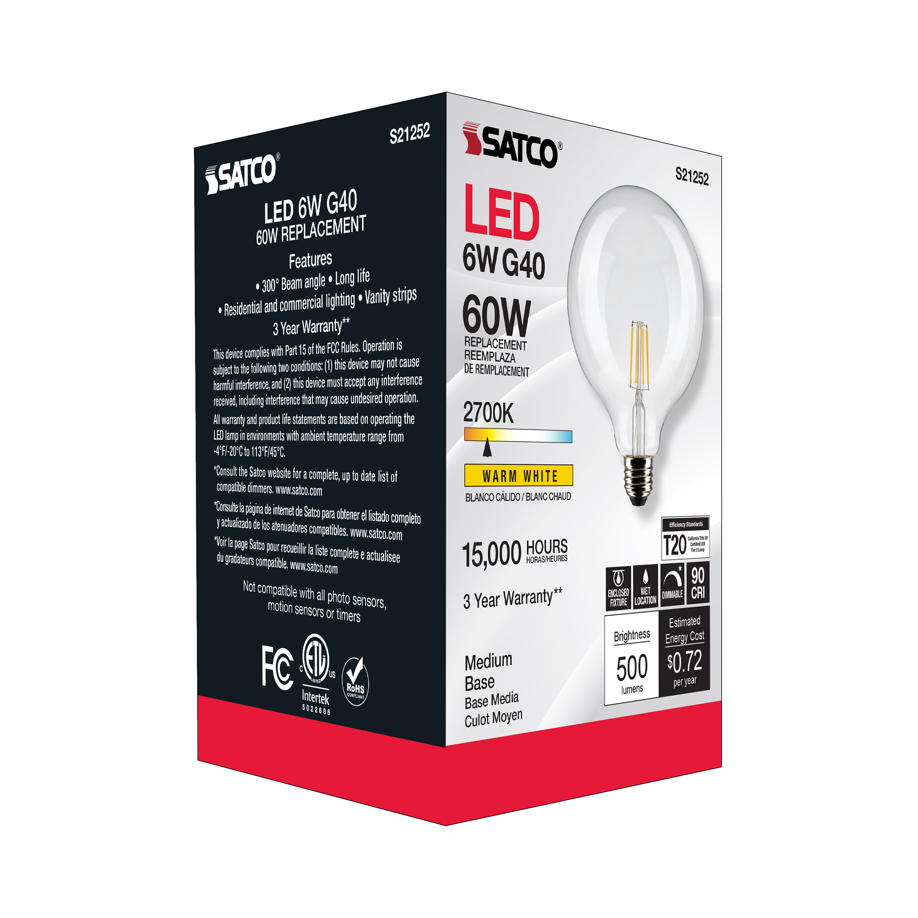 S21252 6G40/CL/LED/E26/927/120V