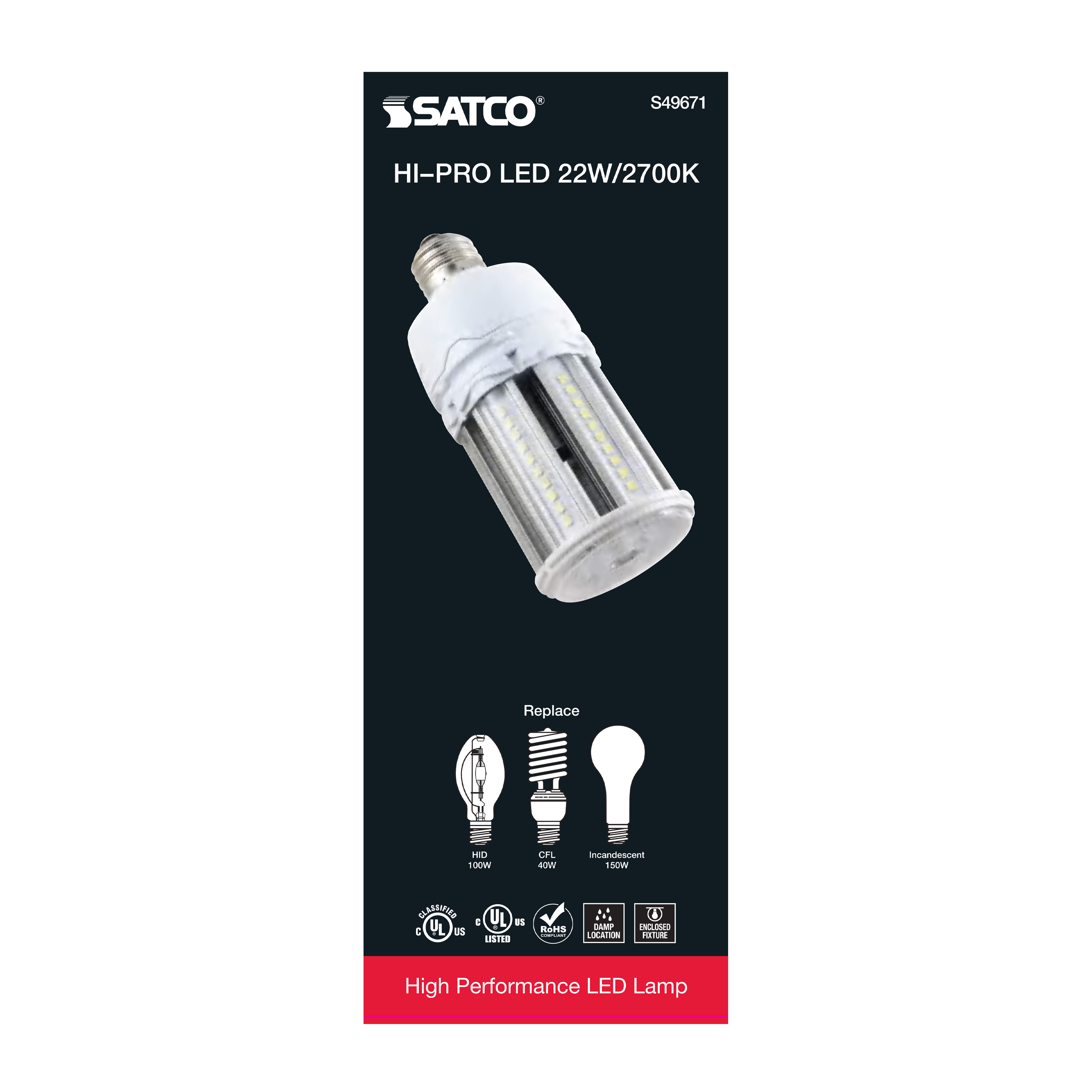 S49671 22W/LED/HP/827/100-277V/E26