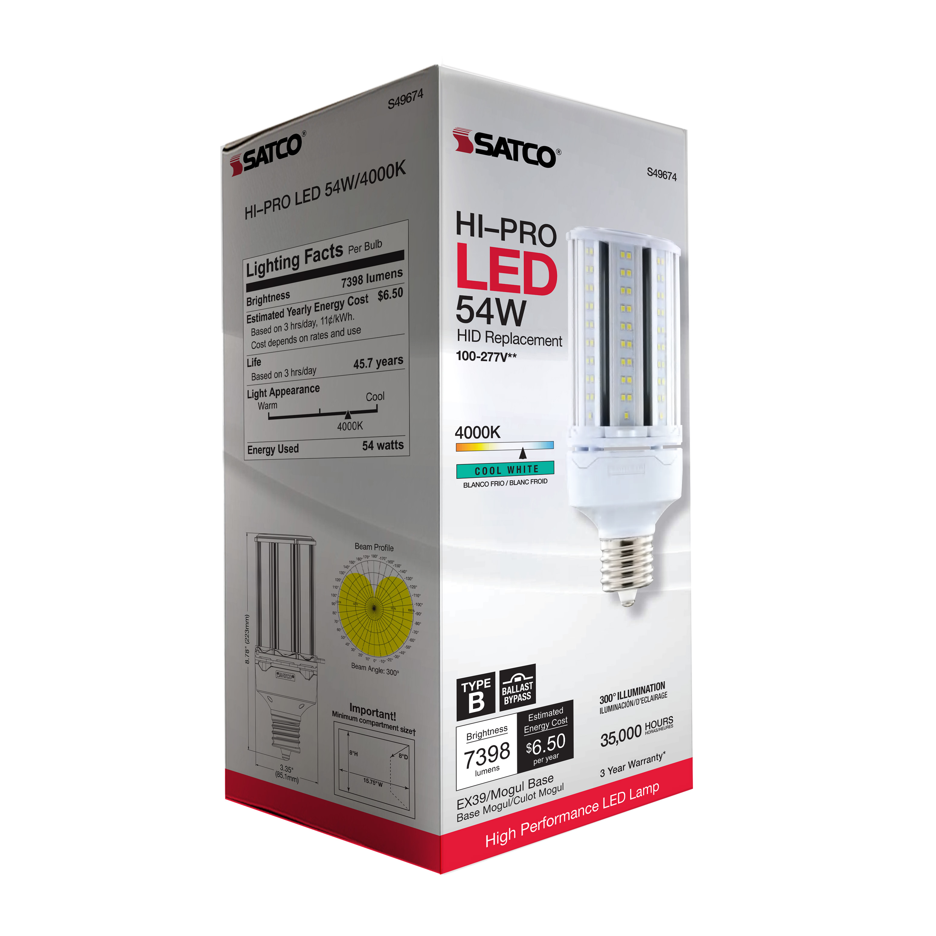 S49674 54W/LED/HP/840/100-277V/EX39