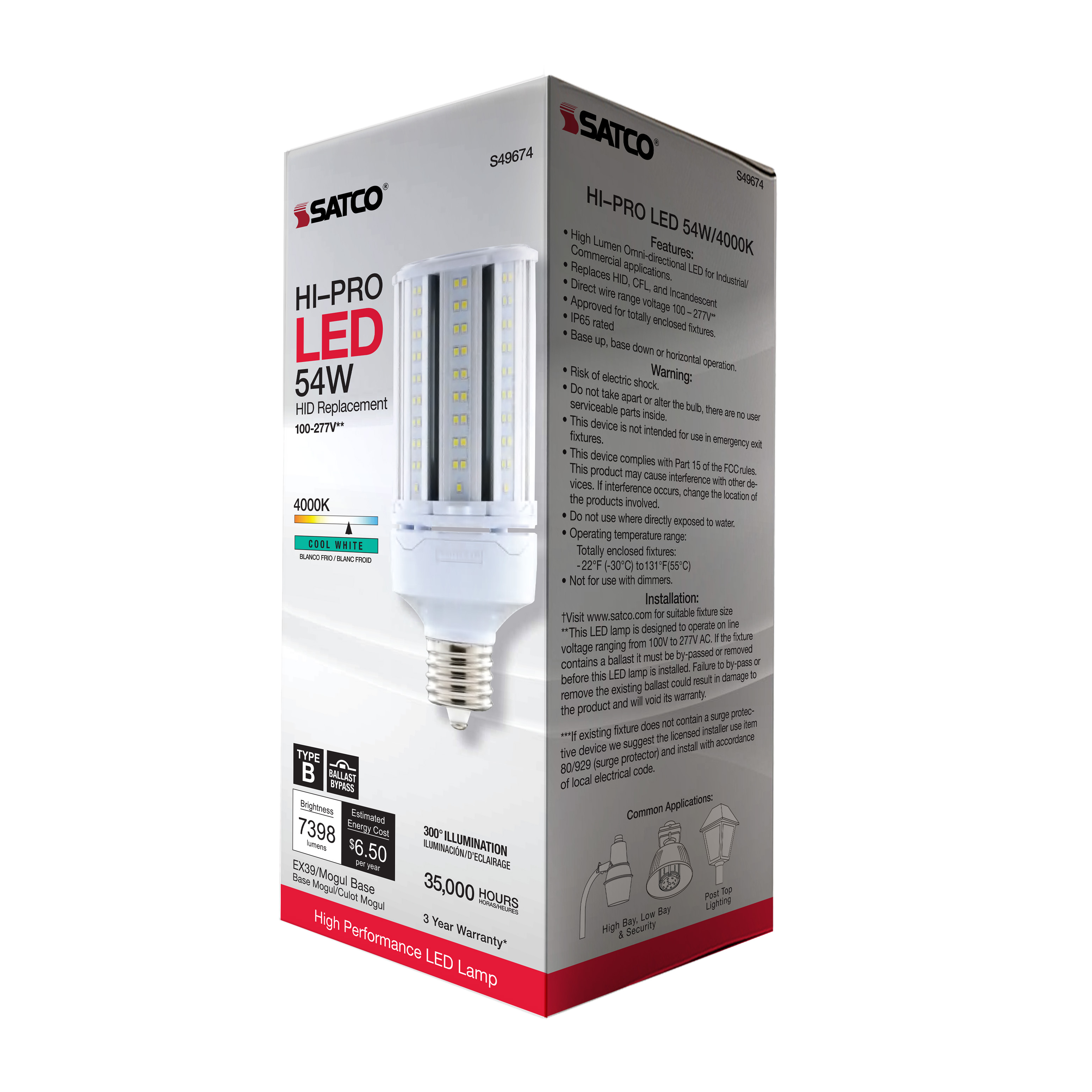 S49674 54W/LED/HP/840/100-277V/EX39