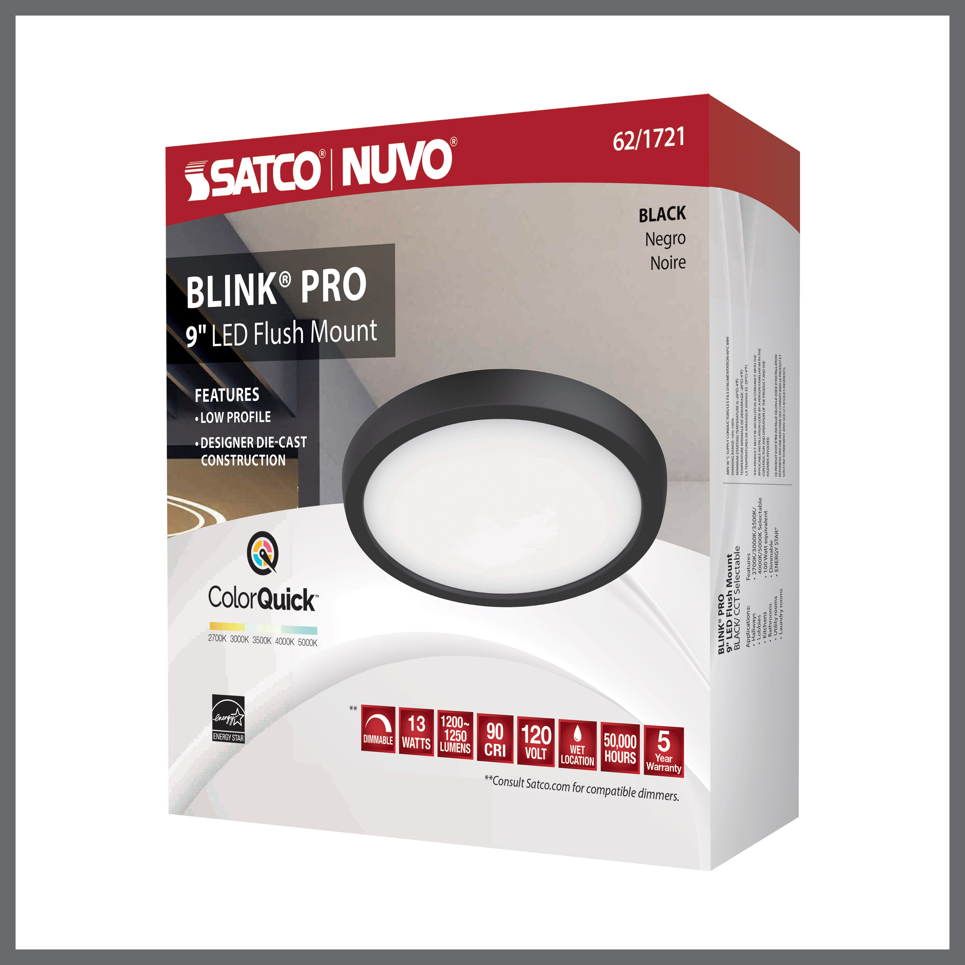 BLINK 13W LED 9" RND BLACK - 62-1721