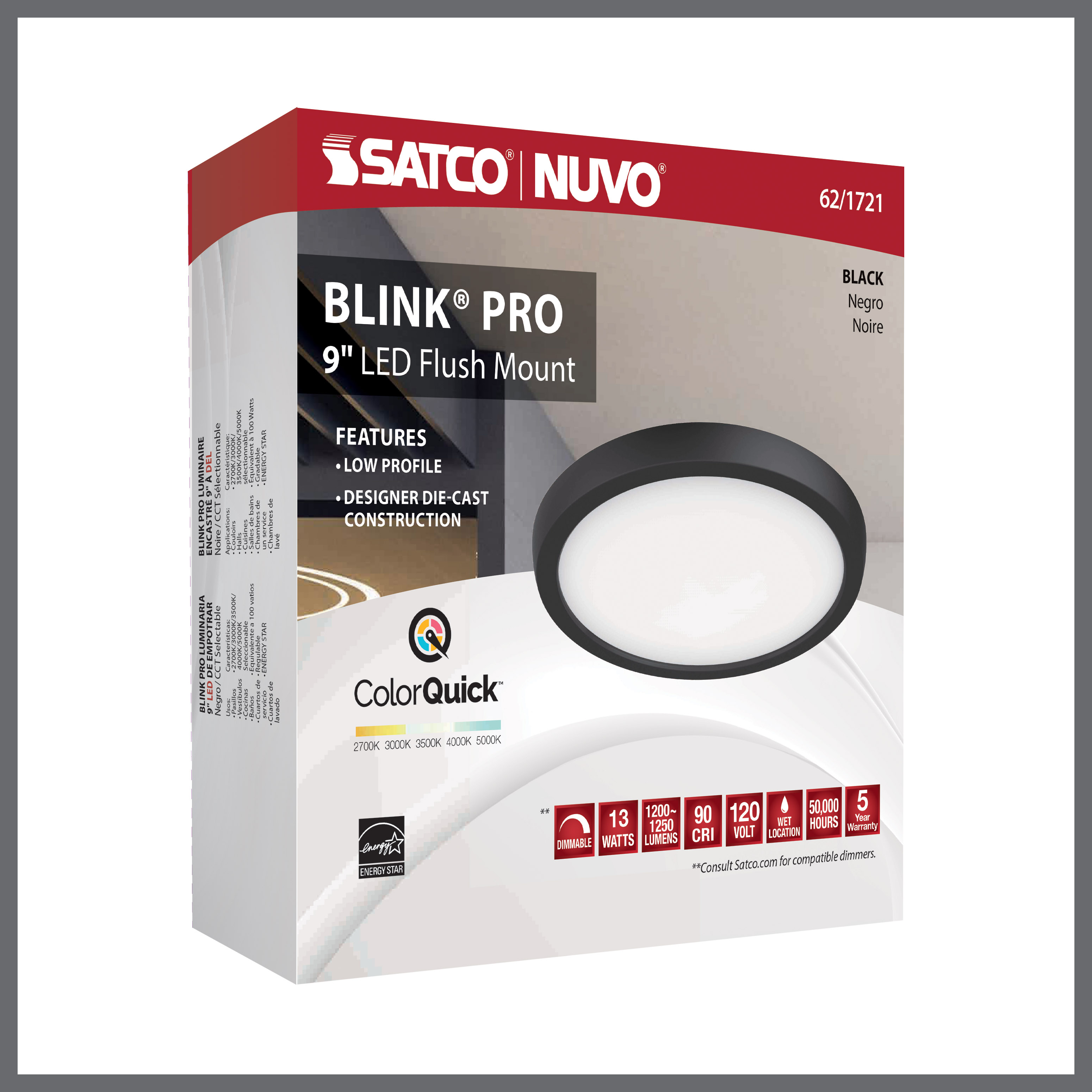 BLINK 13W LED 9" RND BLACK - 62-1721