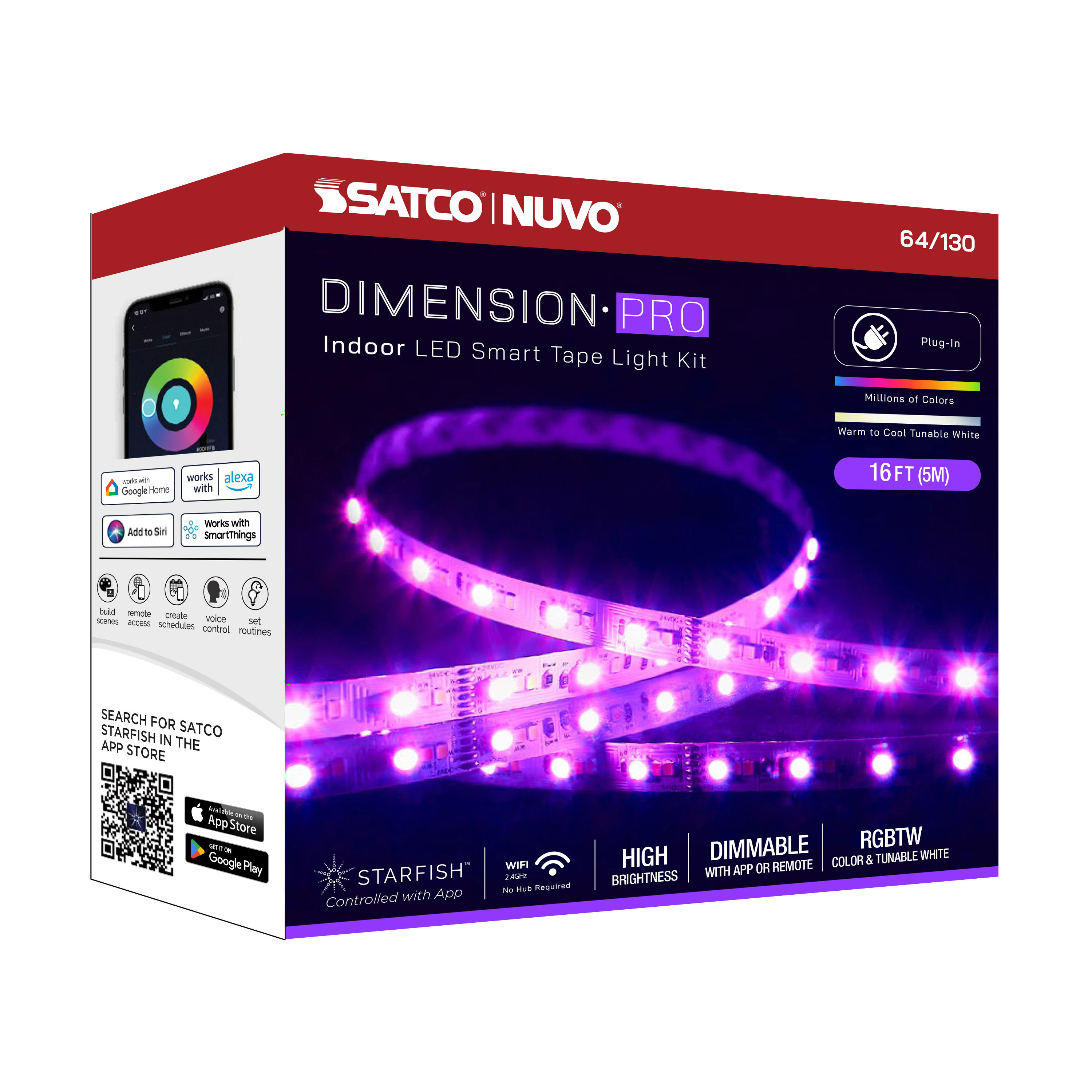 64-130 TAPE/RGBTW-HO/IP20/PLUG/SF/16'