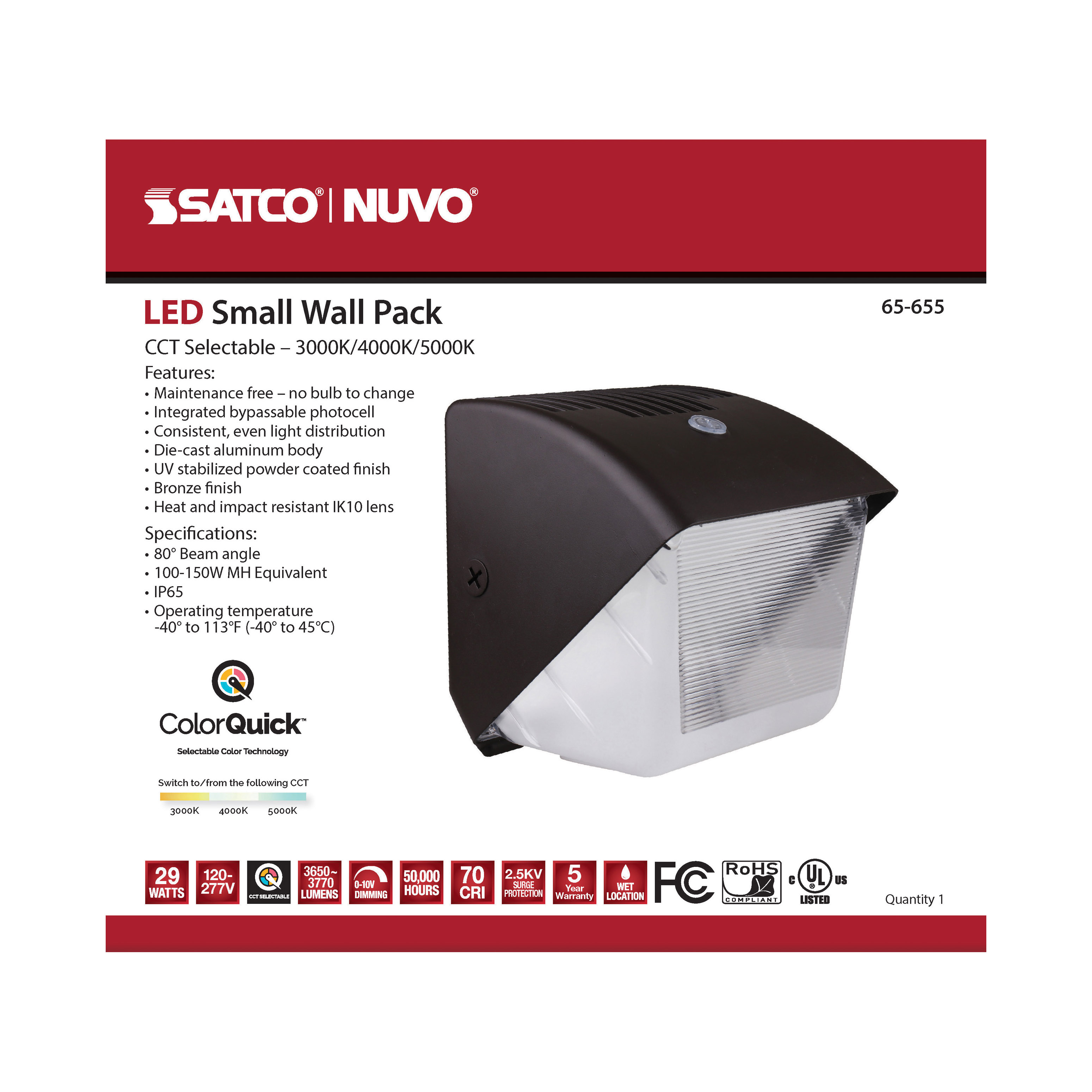 65-655 29W LED SMALL WALL PACK