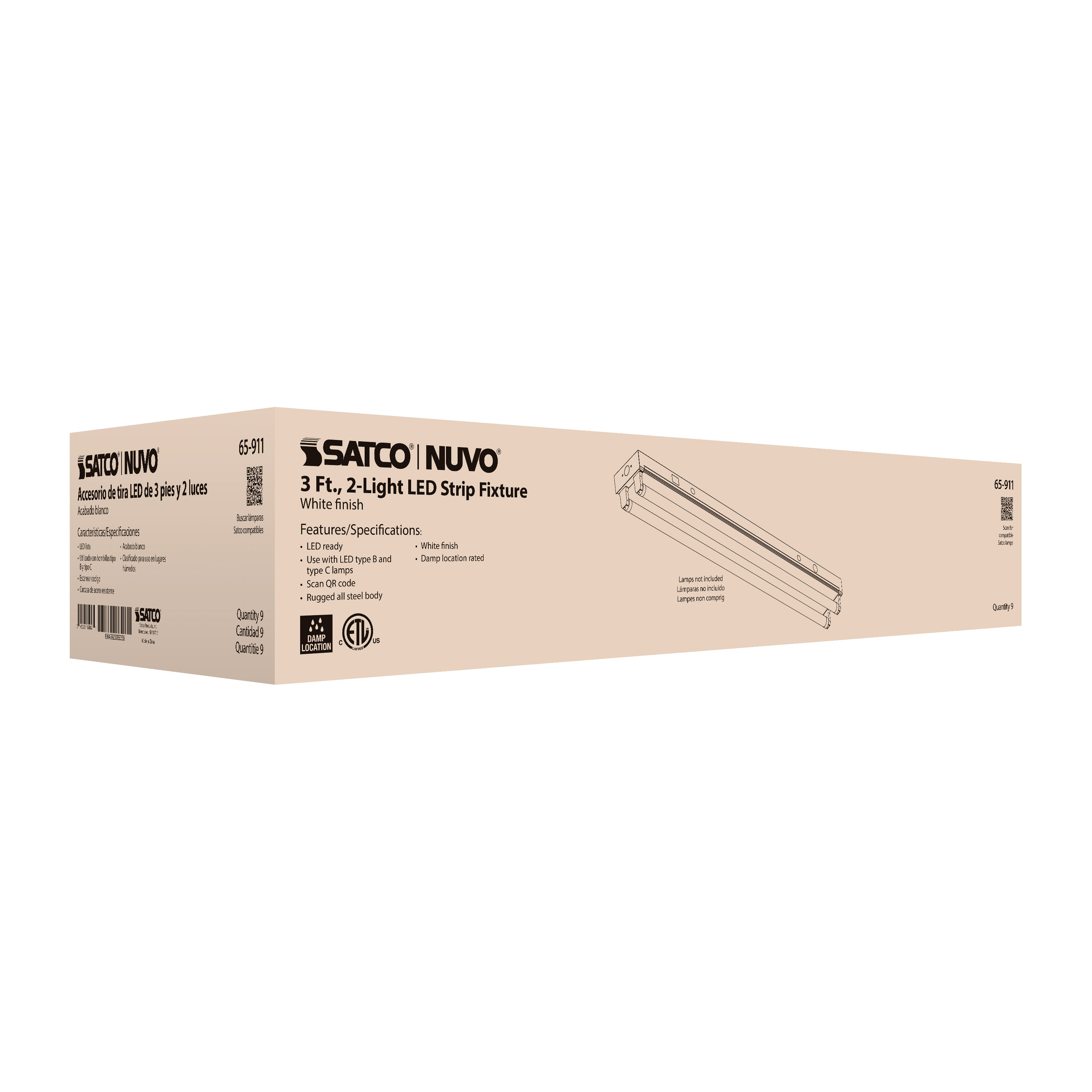 65-911 3' DUAL T8 LAMP READY FIXTURE