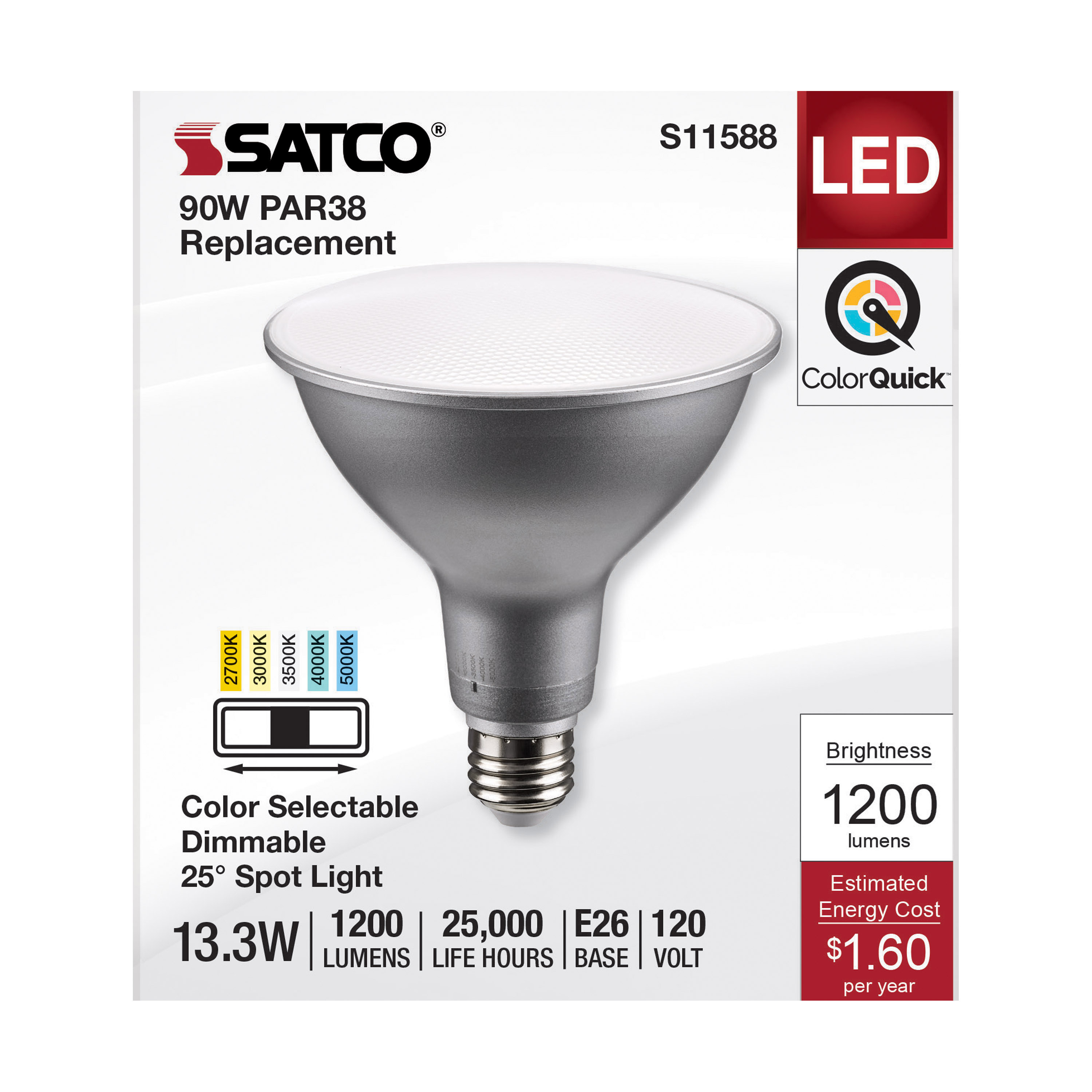 S11588 13.3PAR38/LED/5CCT/SP/120V