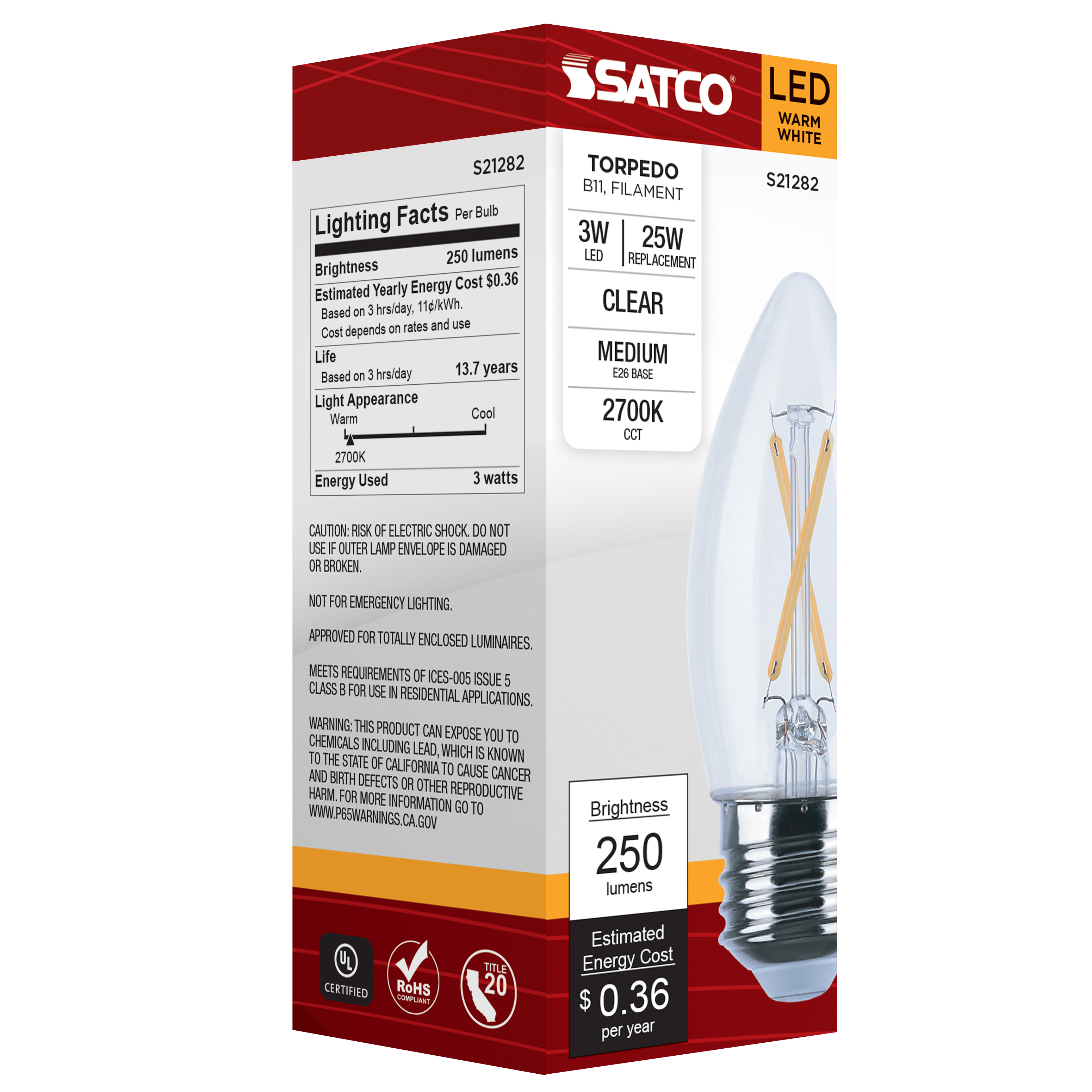 S21282 3B11/LED/927/CL/120V/E26
