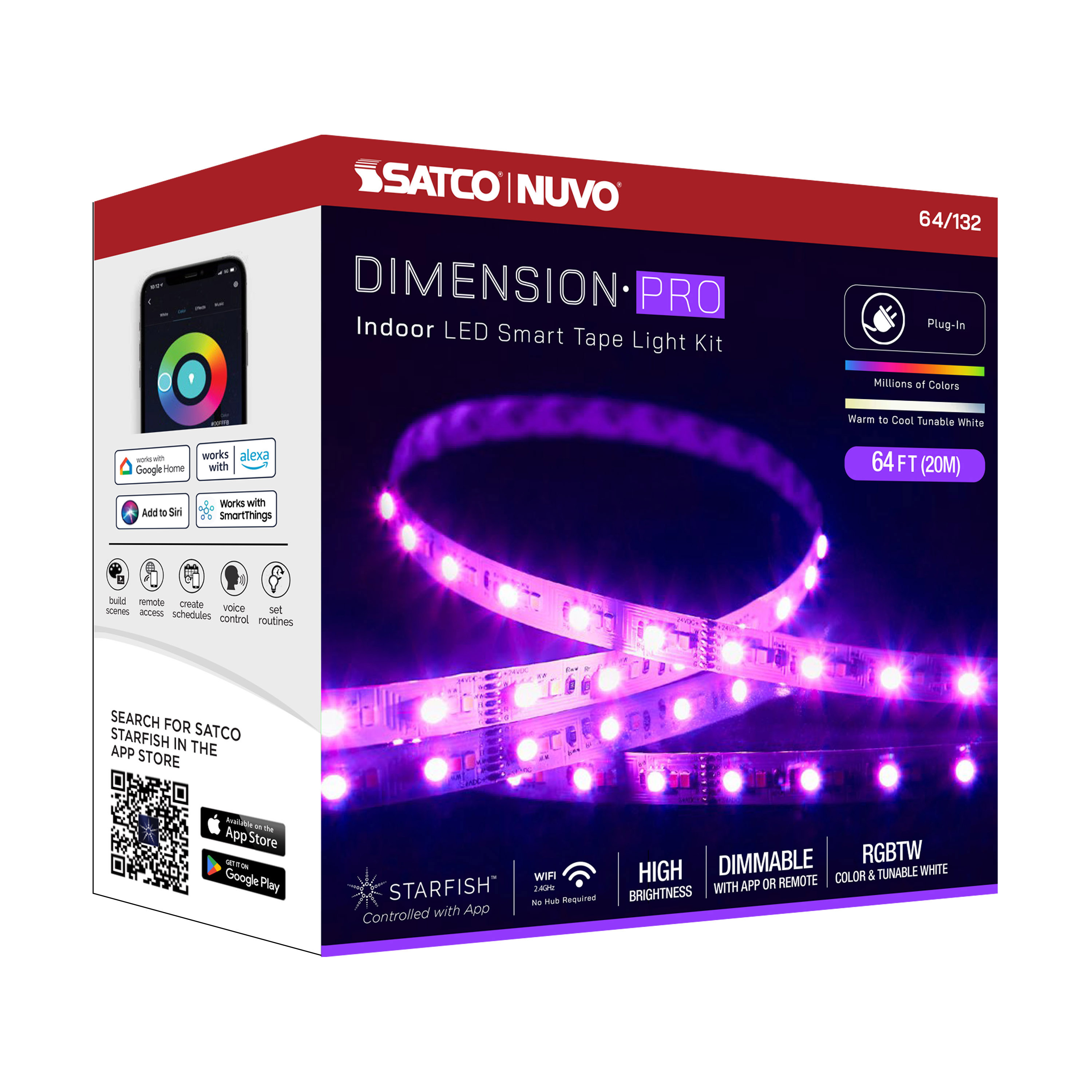 64-132 TAPE/RGBTW-HO/IP20/PLUG/SF/64'