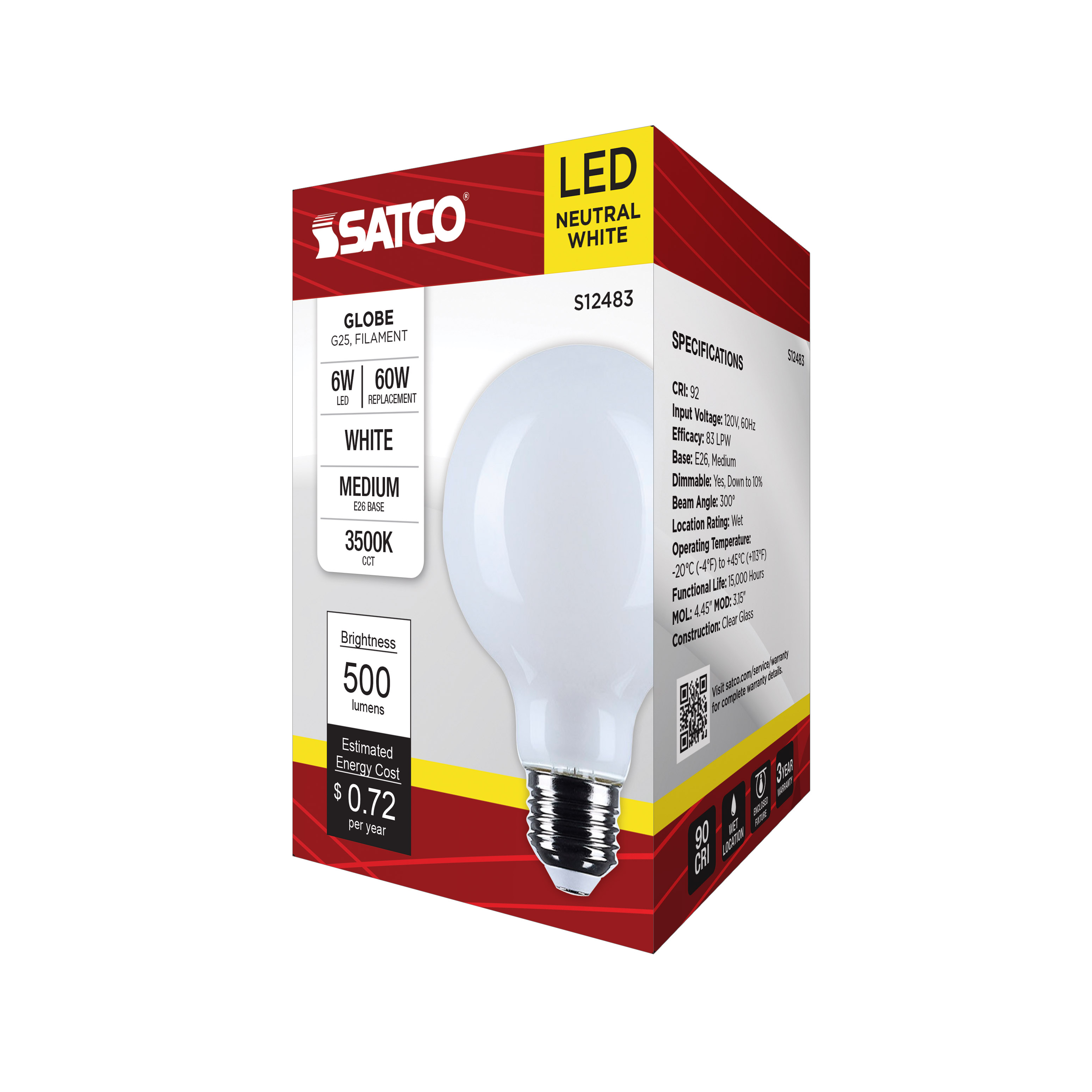 S12483 6G25/LED/WH/935/120V