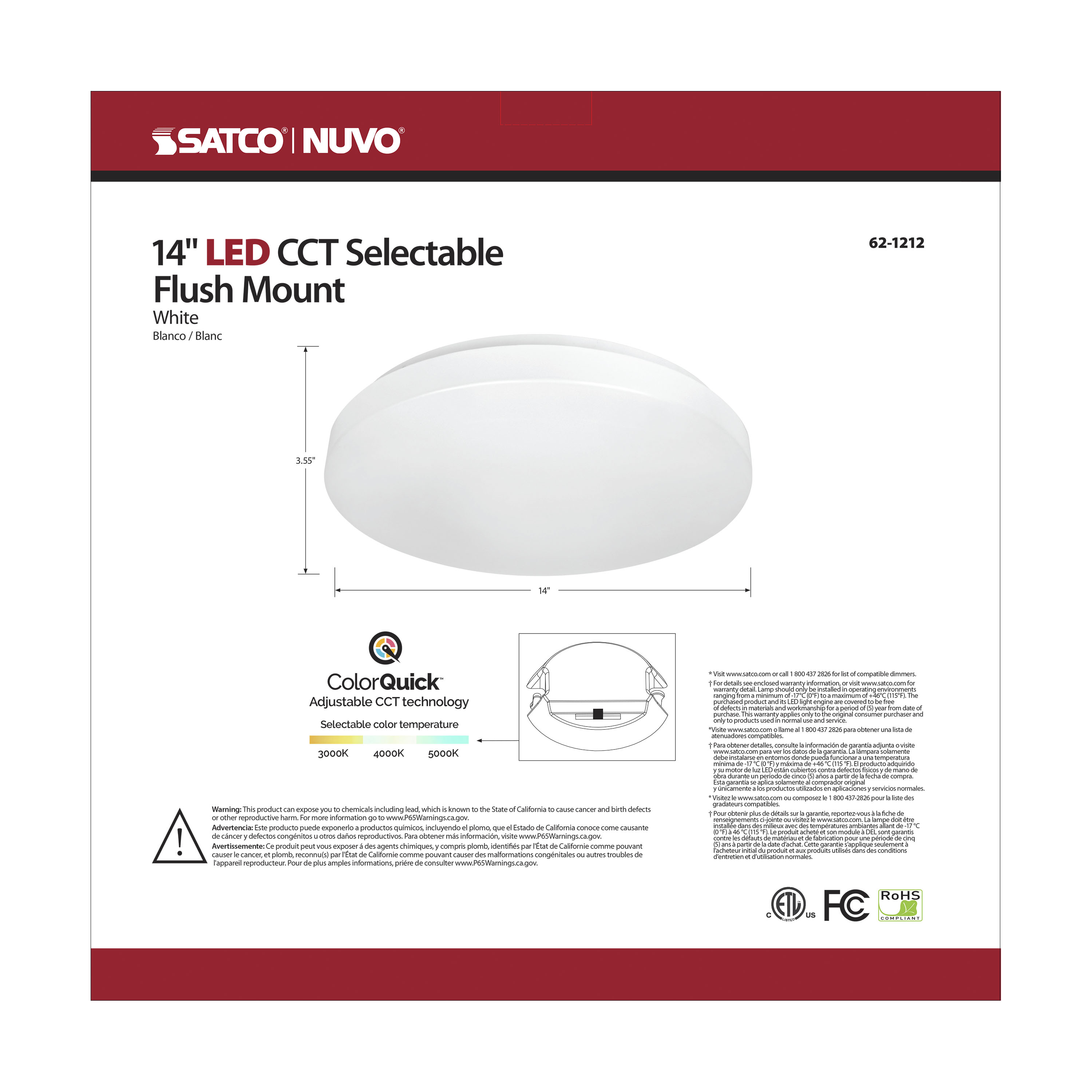14" ACRYLIC LED FLUSH FIXTURE - 62-1212